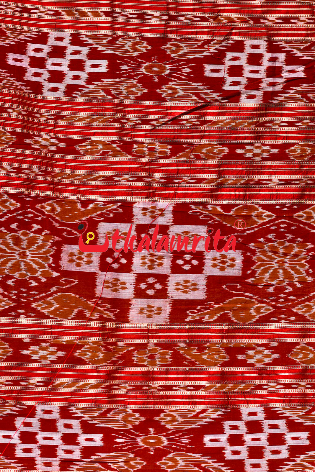 Matha Red Pasapali Jhoti Anchal Khandua Silk Saree