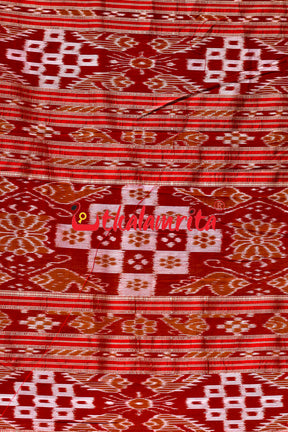 Matha Red Pasapali Jhoti Anchal Khandua Silk Saree