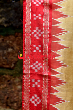 Matha Red Pasapali Jhoti Anchal Khandua Silk Saree