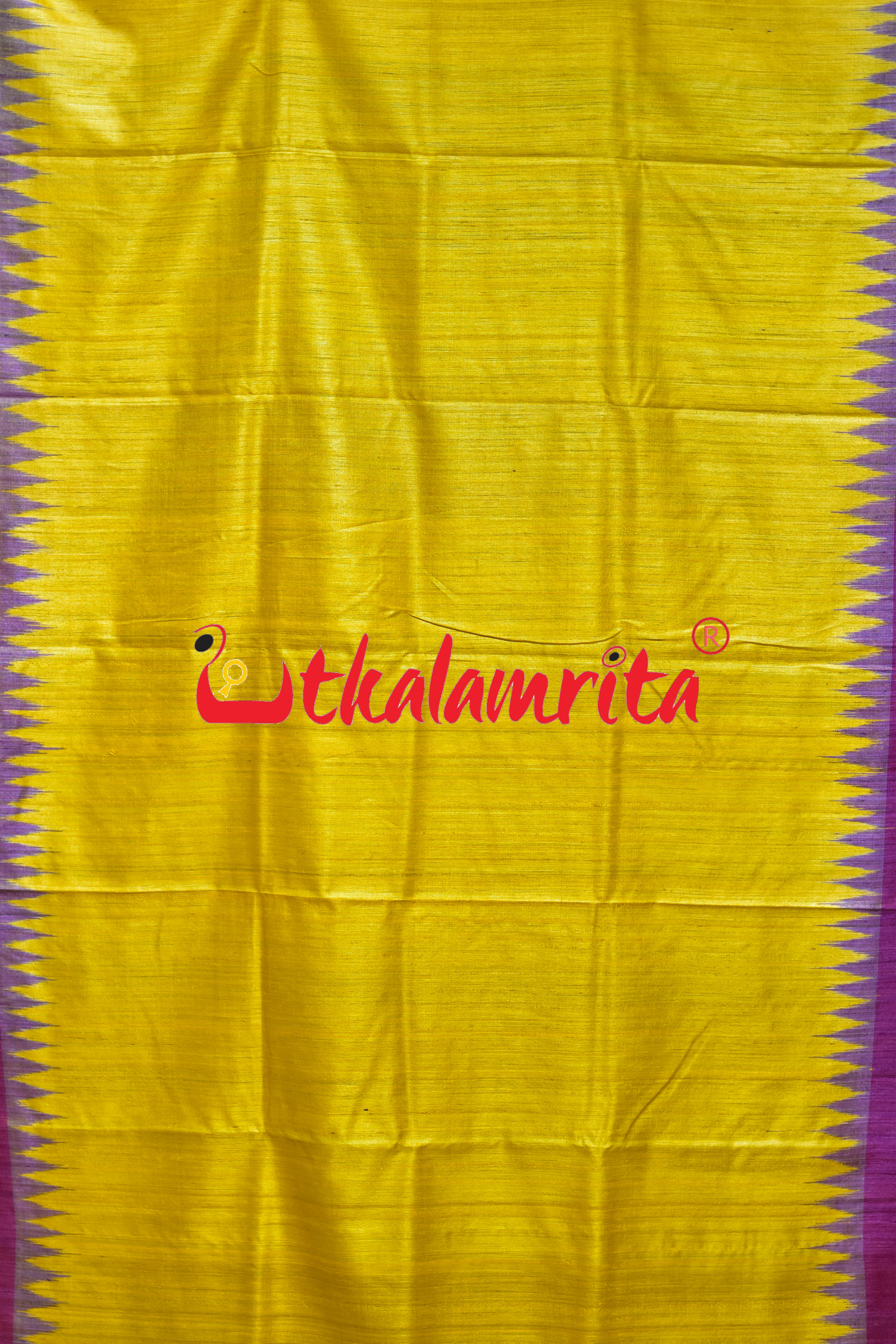 Yellow Purple Fine Gopalpur Tussar Silk Saree