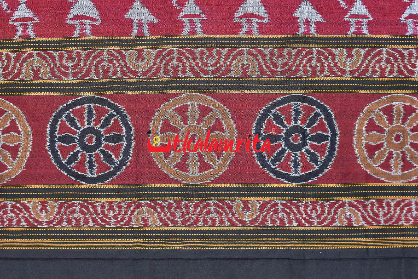 Blue Konark Temple Sambalpuri Cotton Saree