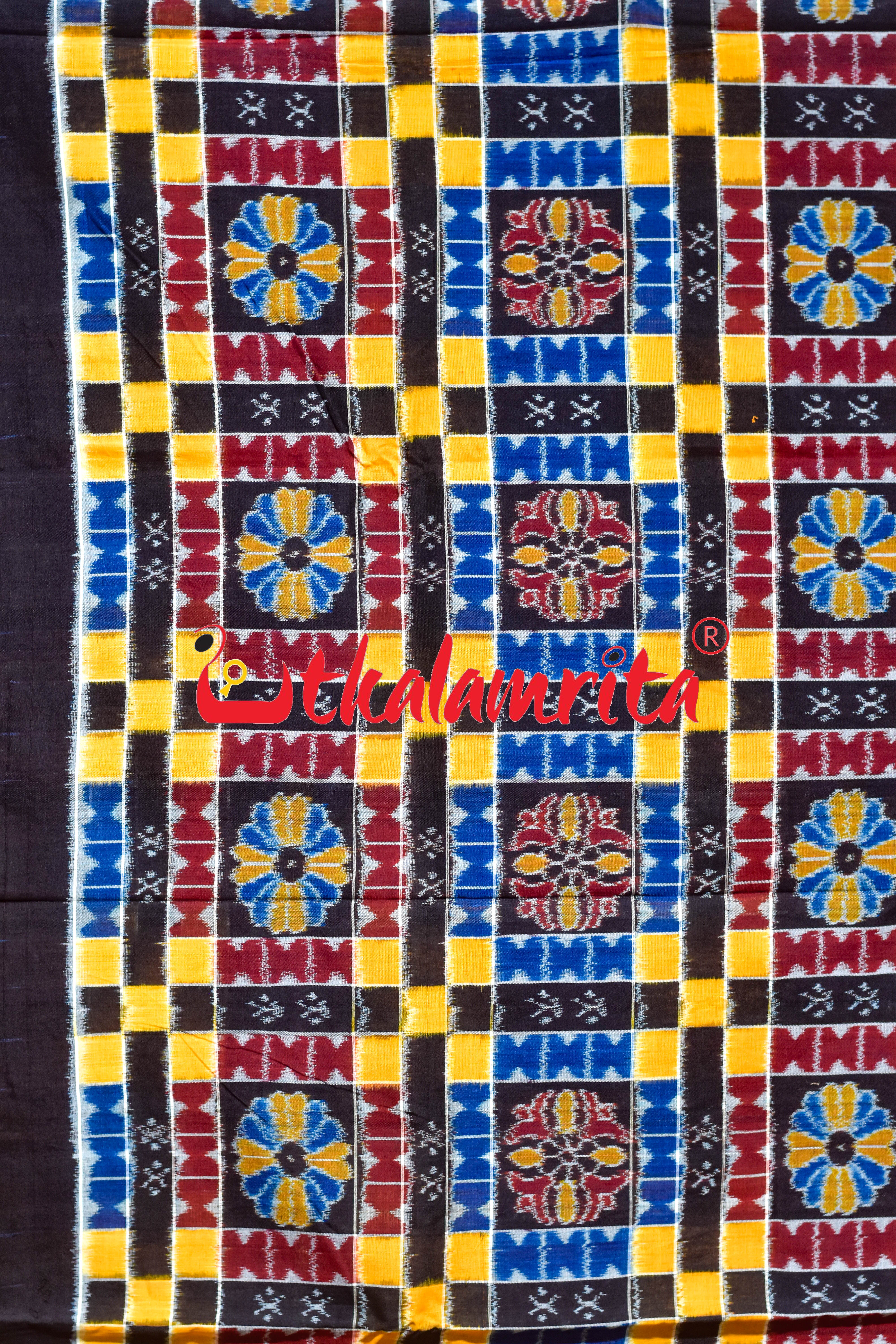 Utkala Lakhmi Blue Yellow Maroon Sambalpuri Cotton Dress Set