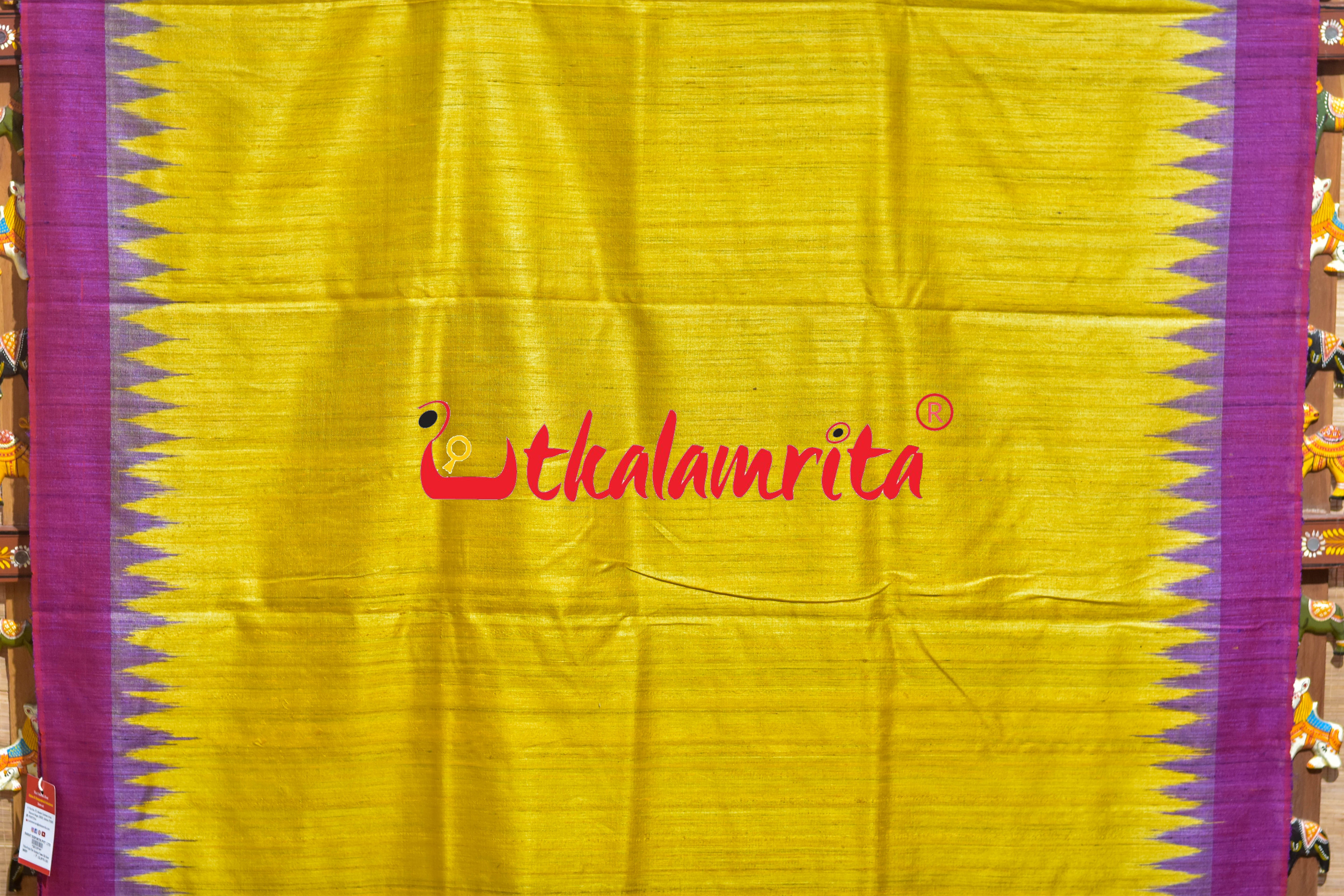 Yellow Purple Fine Gopalpur Tussar Silk Saree