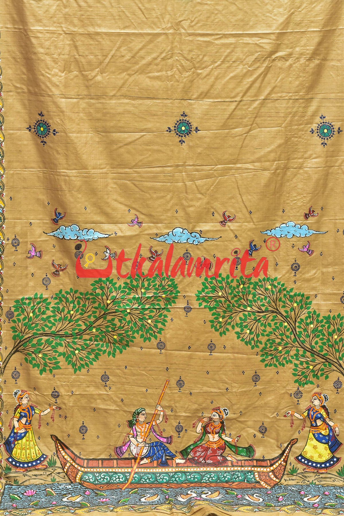 Nauka Par Pattachitra Tussar Silk Saree