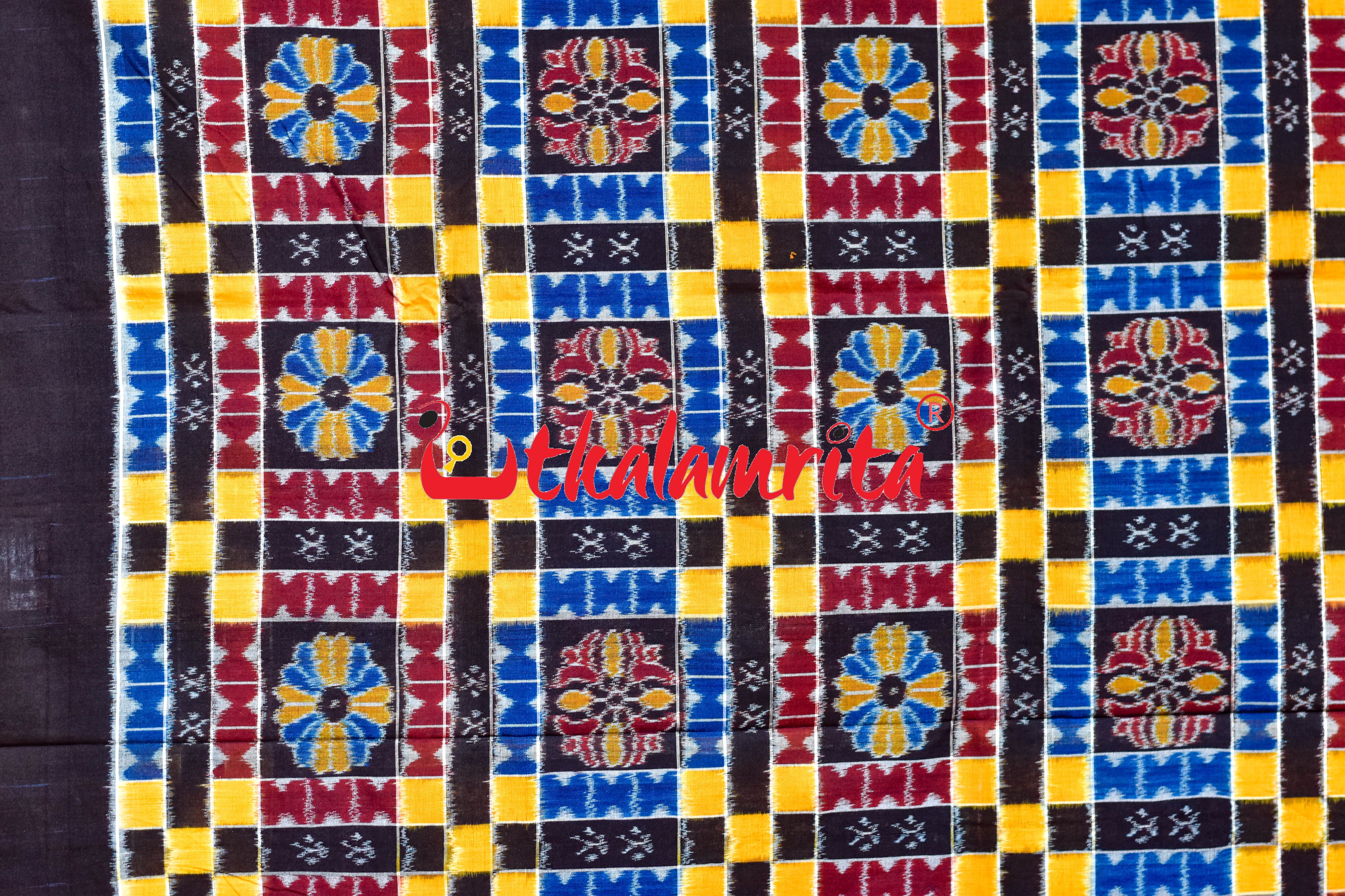 Utkala Lakhmi Blue Yellow Maroon Sambalpuri Cotton Dress Set