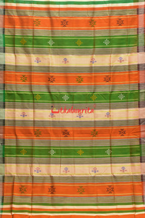 Triranga Kumbha Double Anchal Berhampuri Silk Saree