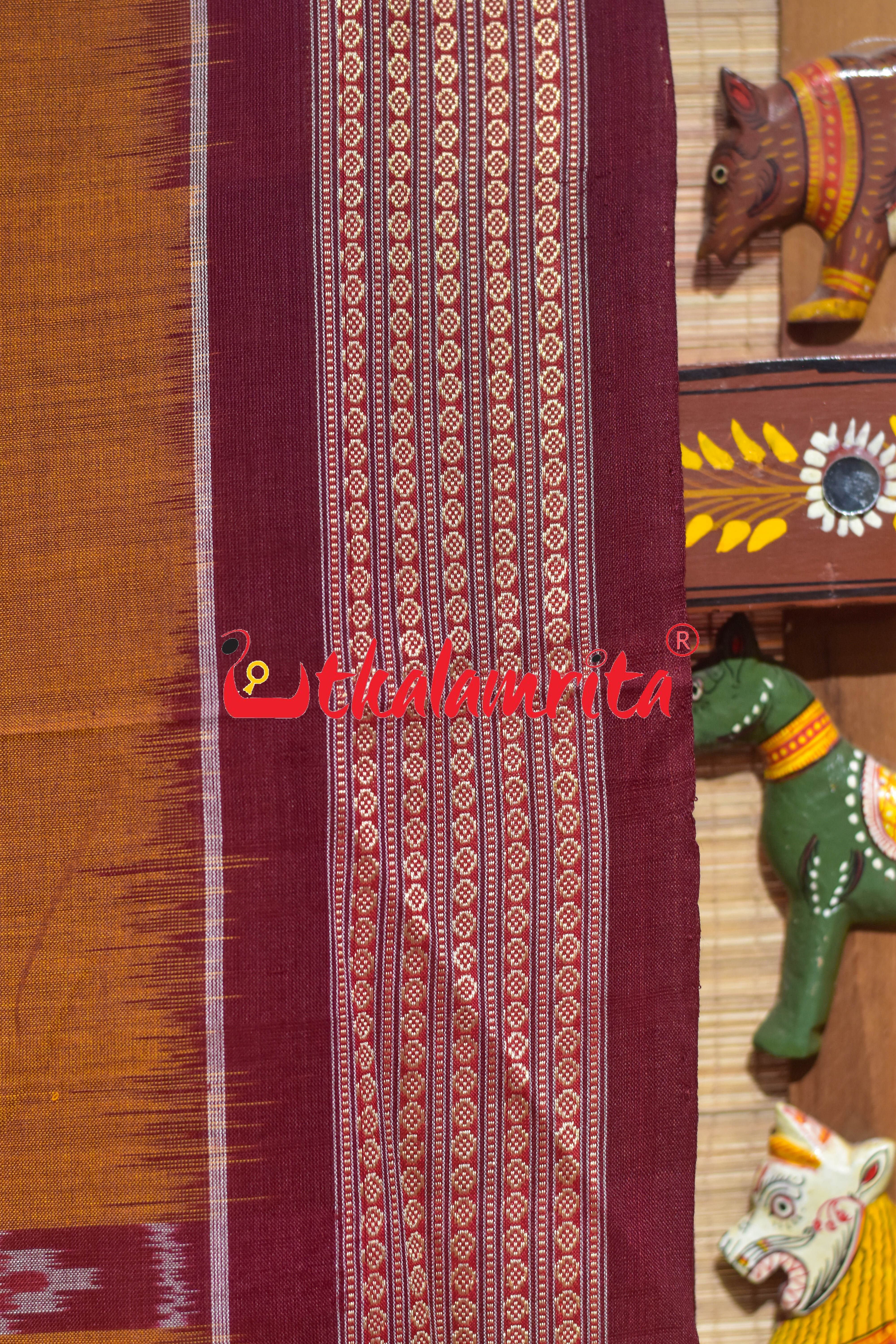 Mustard Sakta Bandha Bomkai Cotton Saree