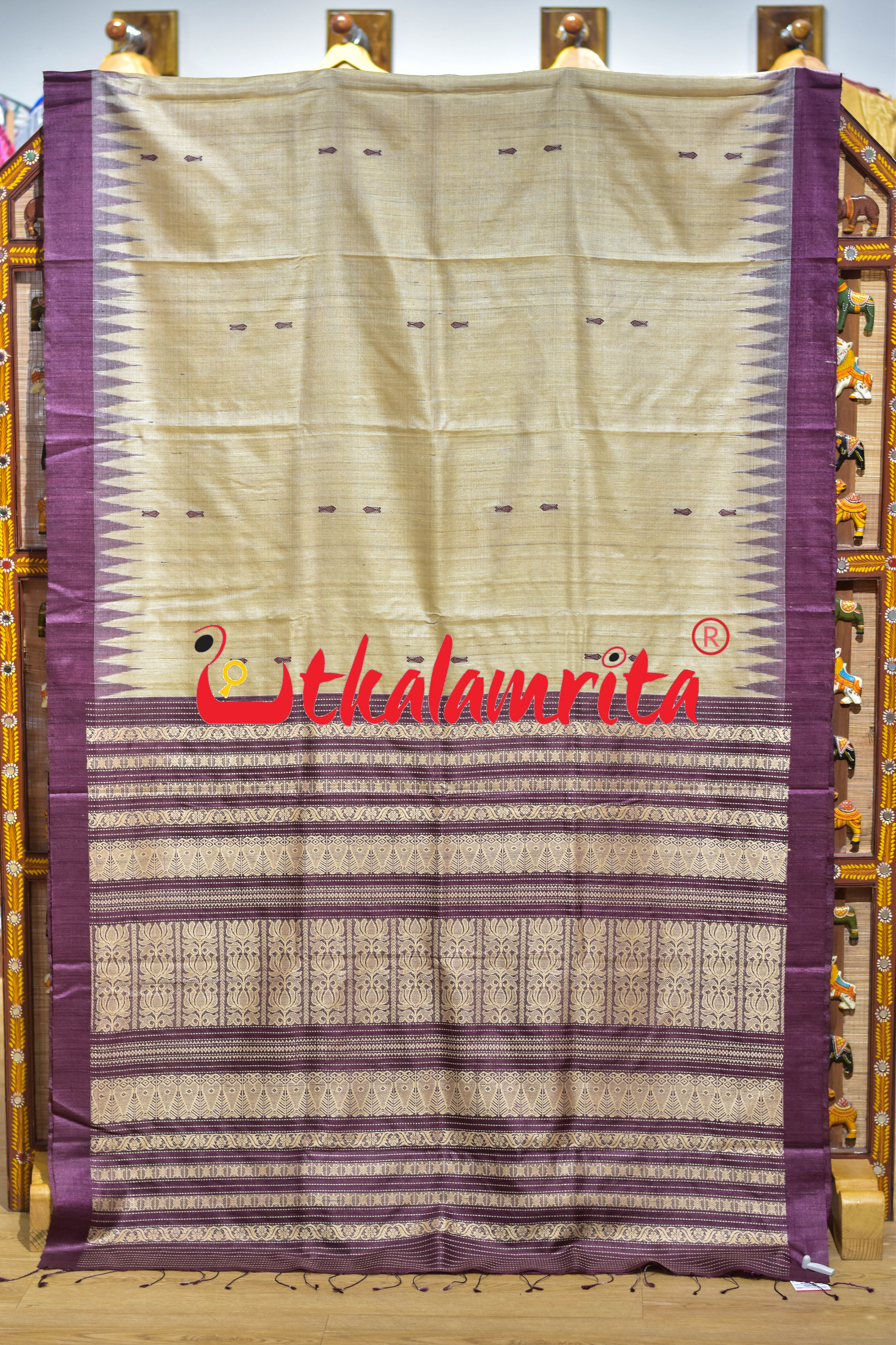 Natural Wine Fish Buti Padma Jala Anchal Gopalpur Tussar Saree