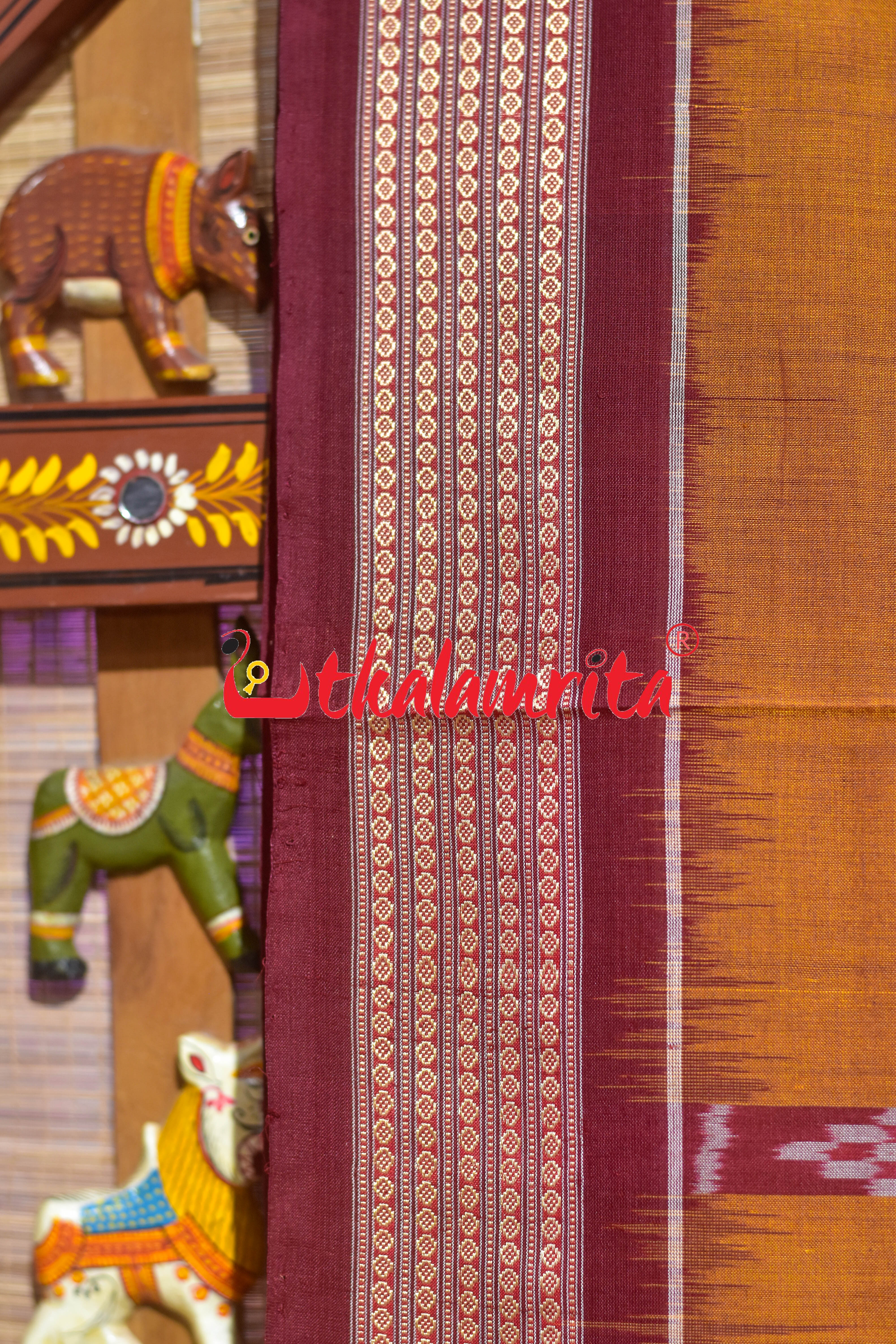 Mustard Sakta Bandha Bomkai Cotton Saree