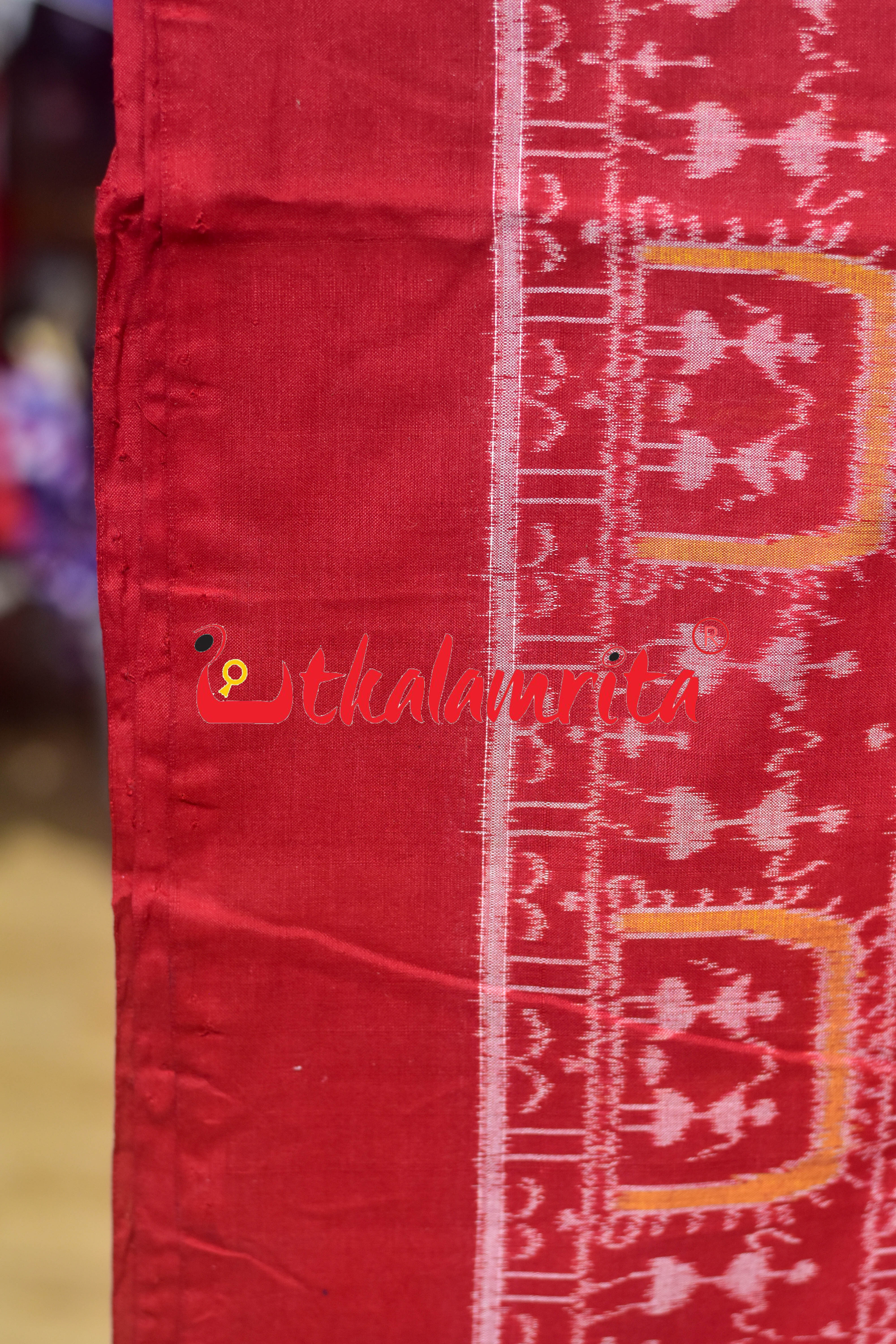 Red Yellow Tribal Sambalpuri Cotton (Fabric)