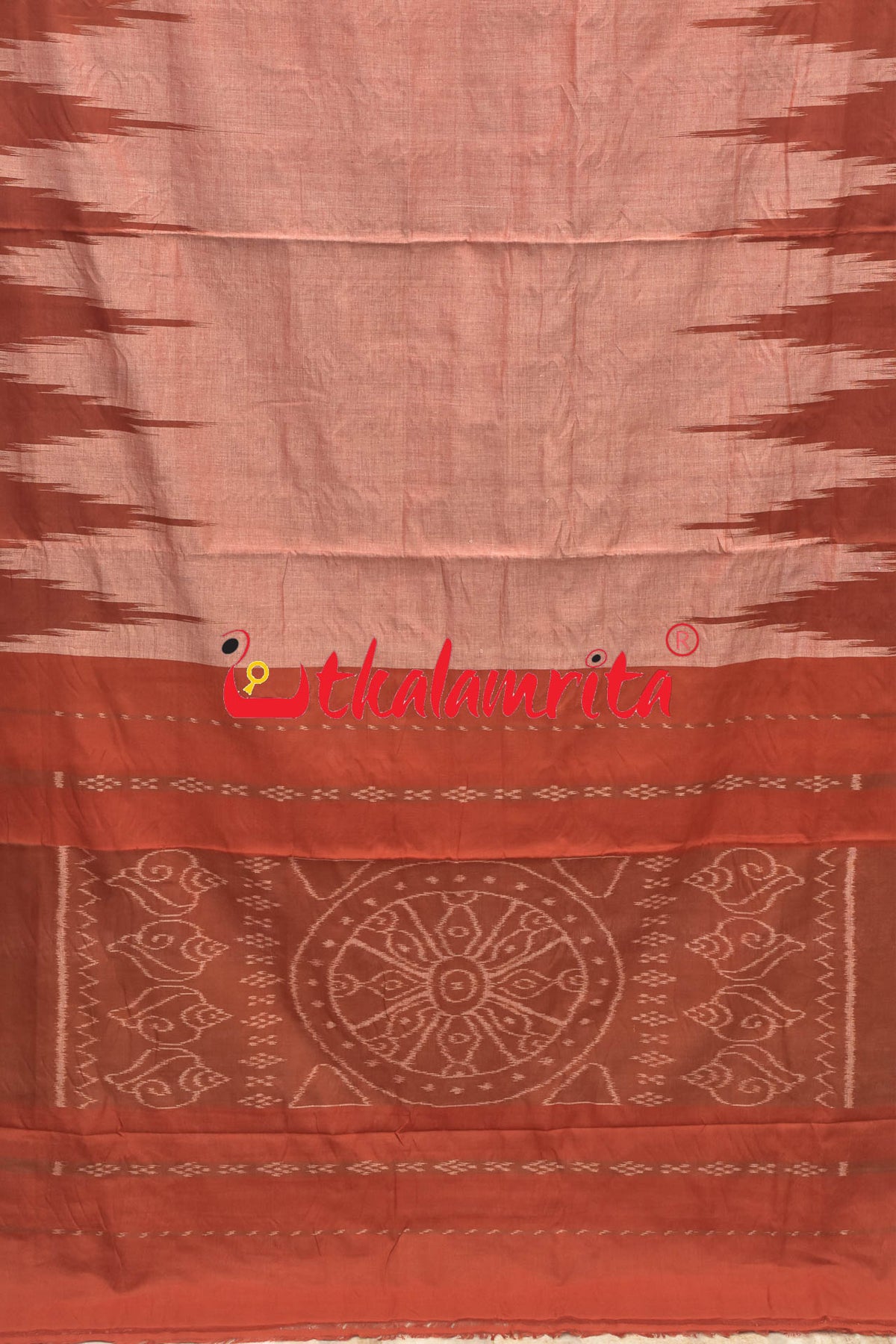 Rust Temples Kargil Kumbha Cotton Saree