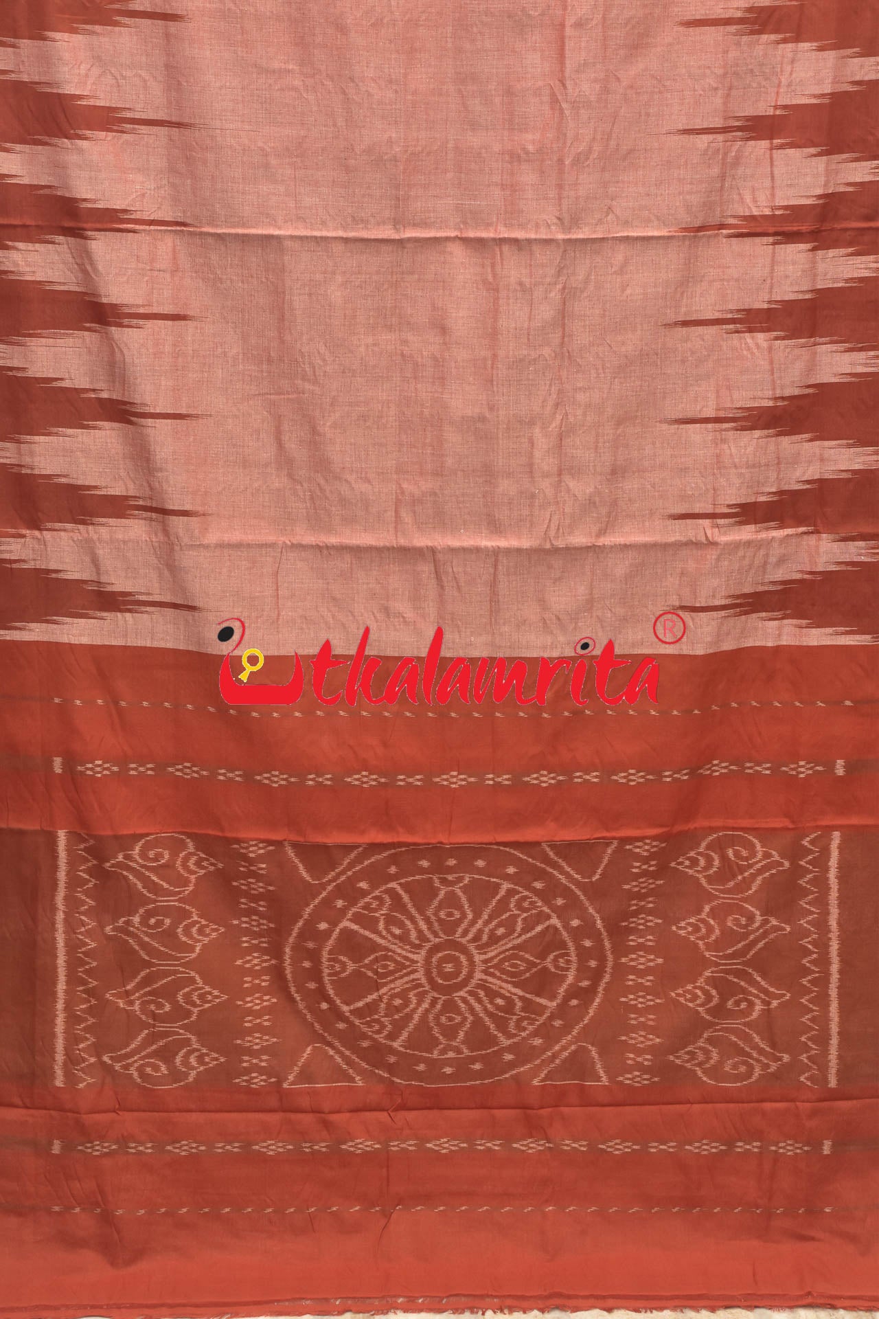 Rust Temples Kargil Kumbha Cotton Saree