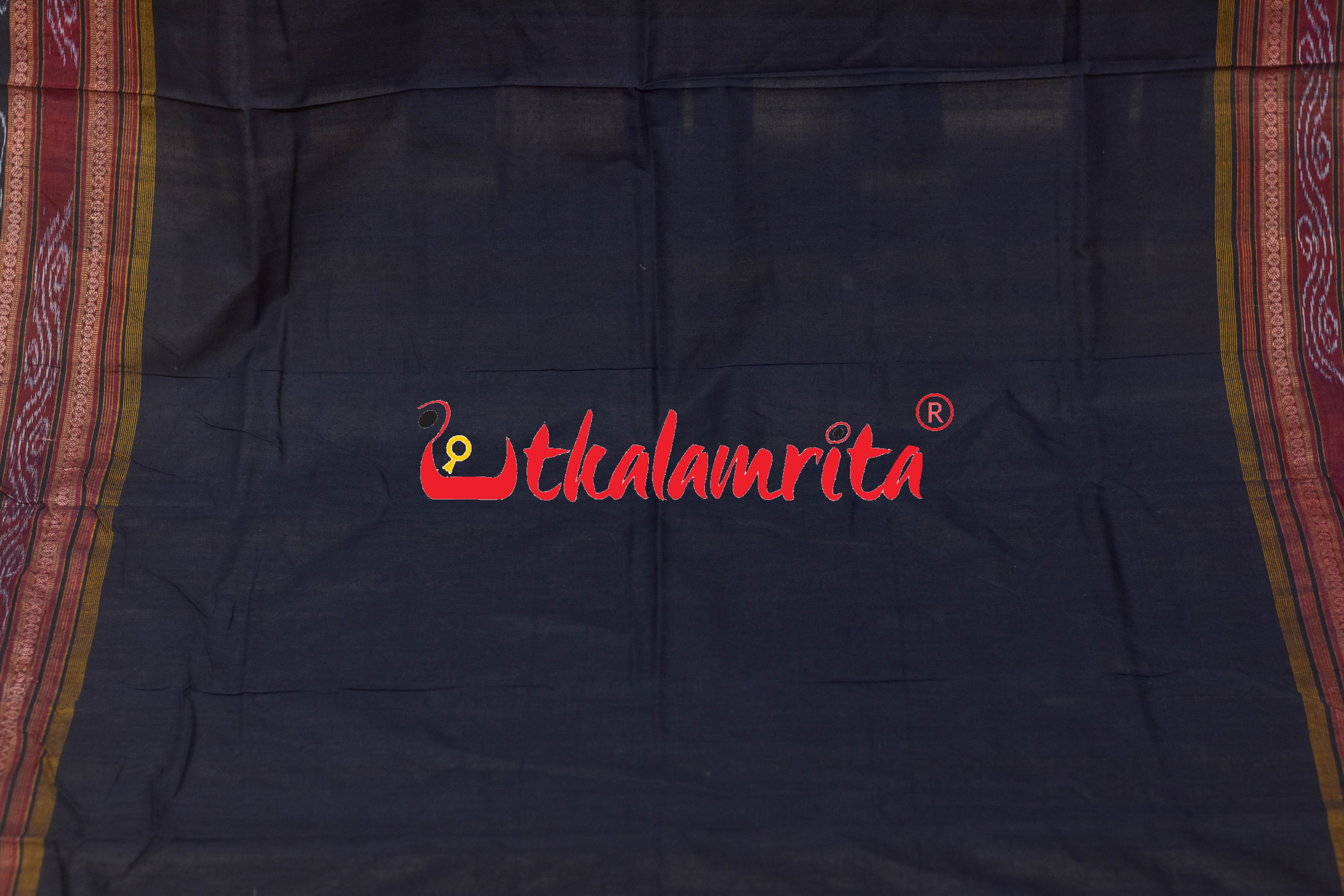 Brown Black Double Dhadi Sachipar Sambalpuri Cotton Saree