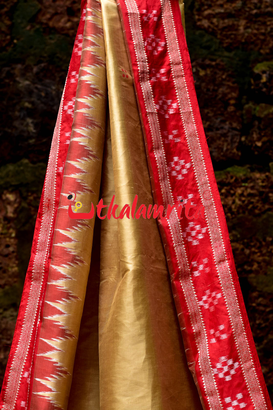 Matha Red Pasapali Jhoti Anchal Khandua Silk Saree