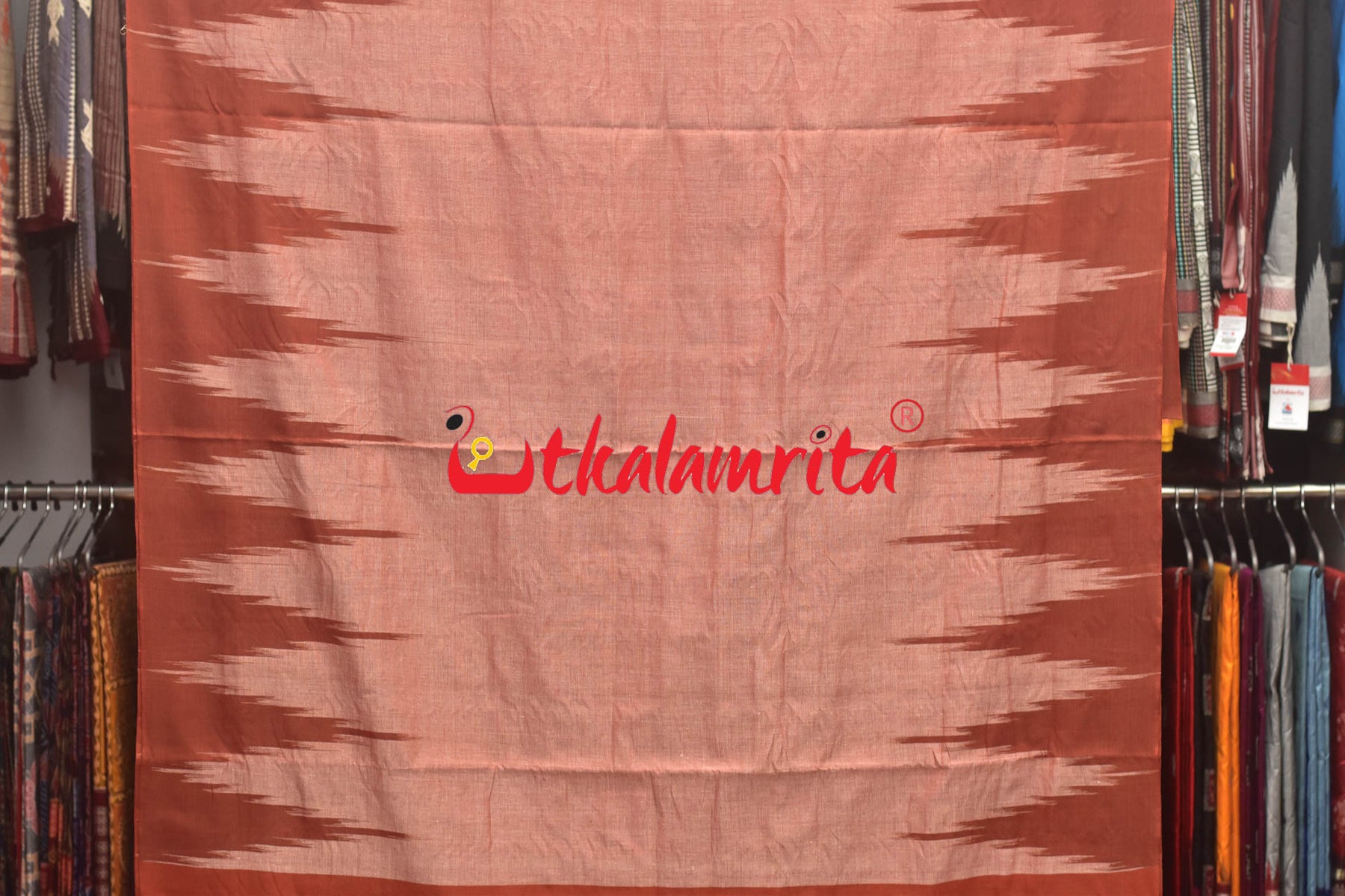 Rust Temples Kargil Kumbha Cotton Saree