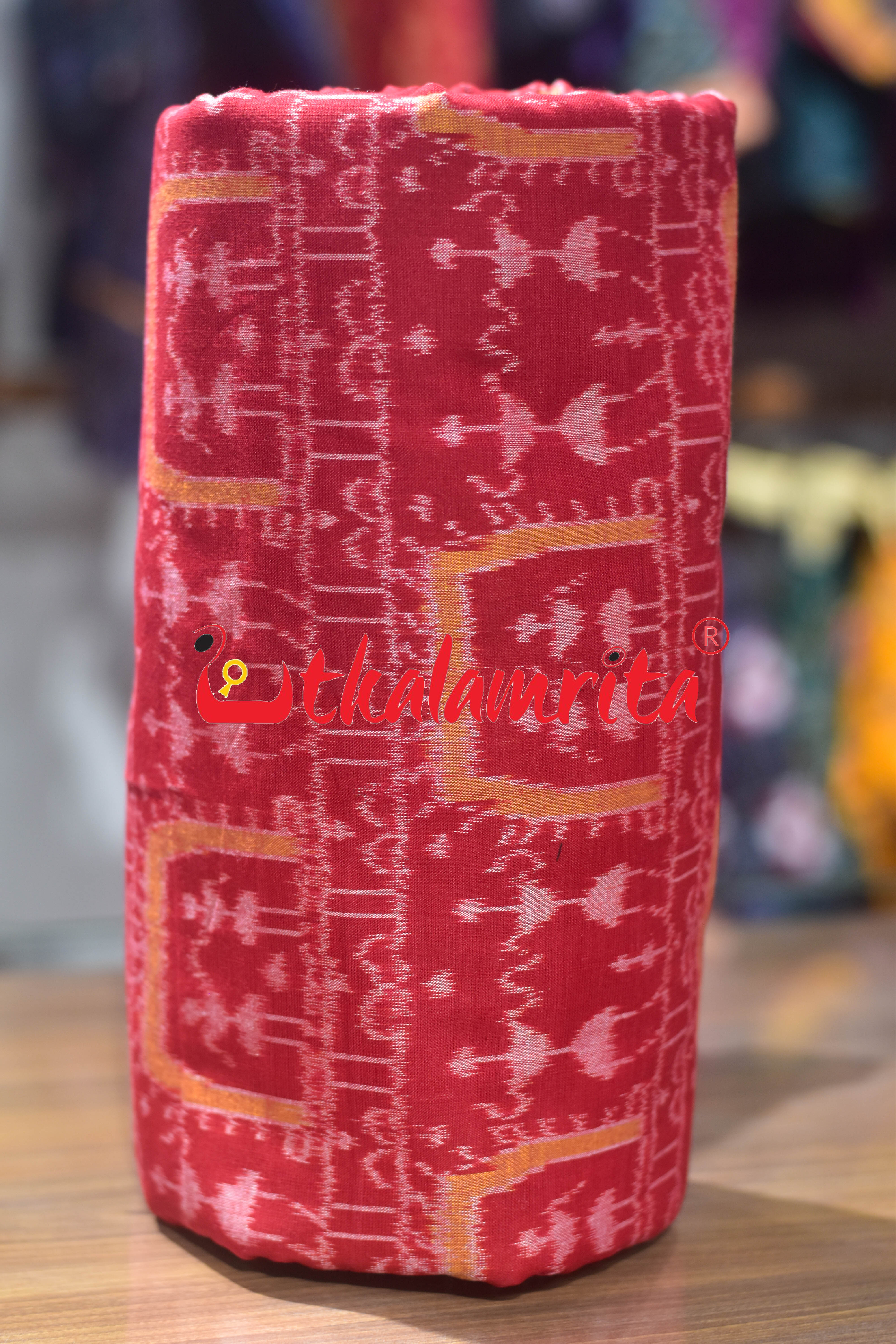 Red Yellow Tribal Sambalpuri Cotton (Fabric)