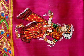 Giri Gobardhan Rani Pink Pattachitra Silk Saree