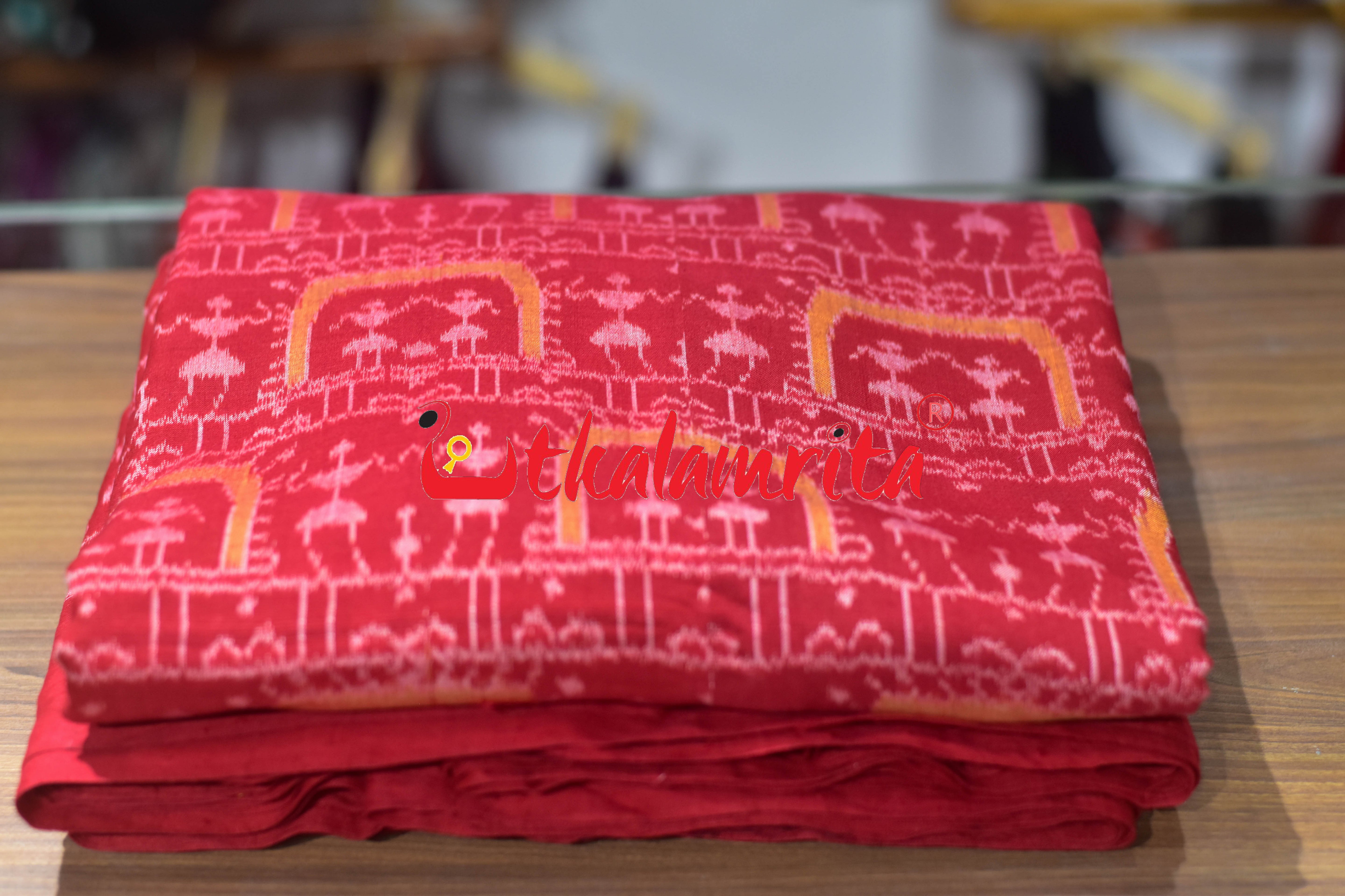 Red Yellow Tribal Sambalpuri Cotton (Fabric)