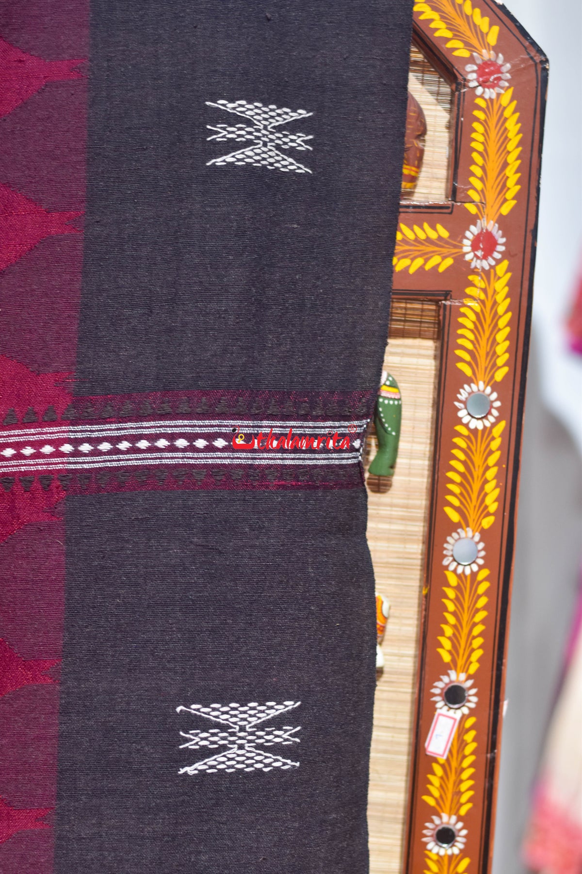Maroon Black Adibasi Tussar Kotpad Saree