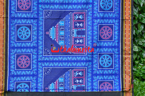 Blue Konark Temple Sambalpuri Cotton Saree