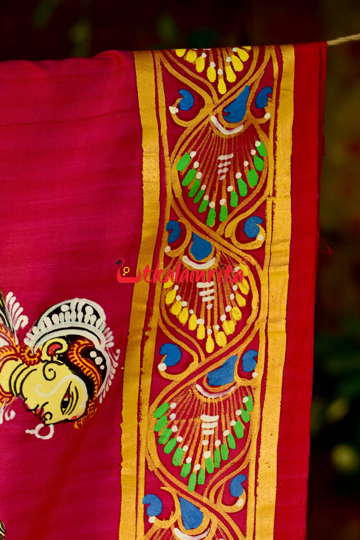 Giri Gobardhan Rani Pink Pattachitra Silk Saree