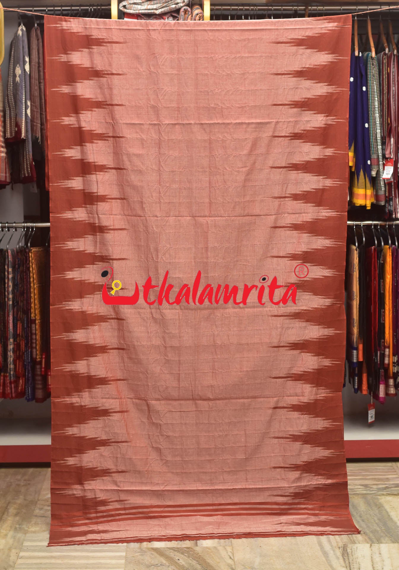 Rust Temples Kargil Kumbha Cotton Saree