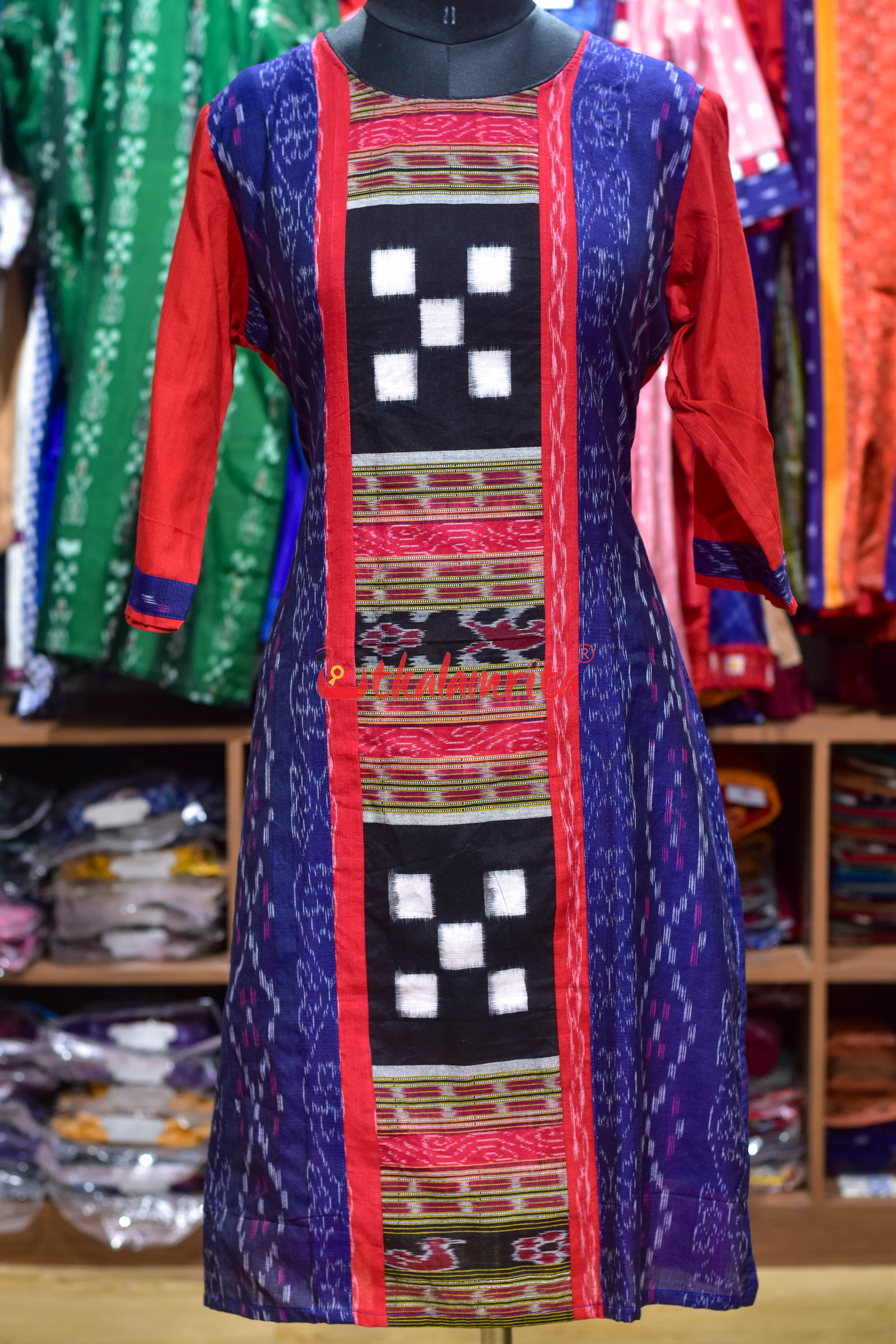 Midnight Ikat Squares (Ladies Kurti)