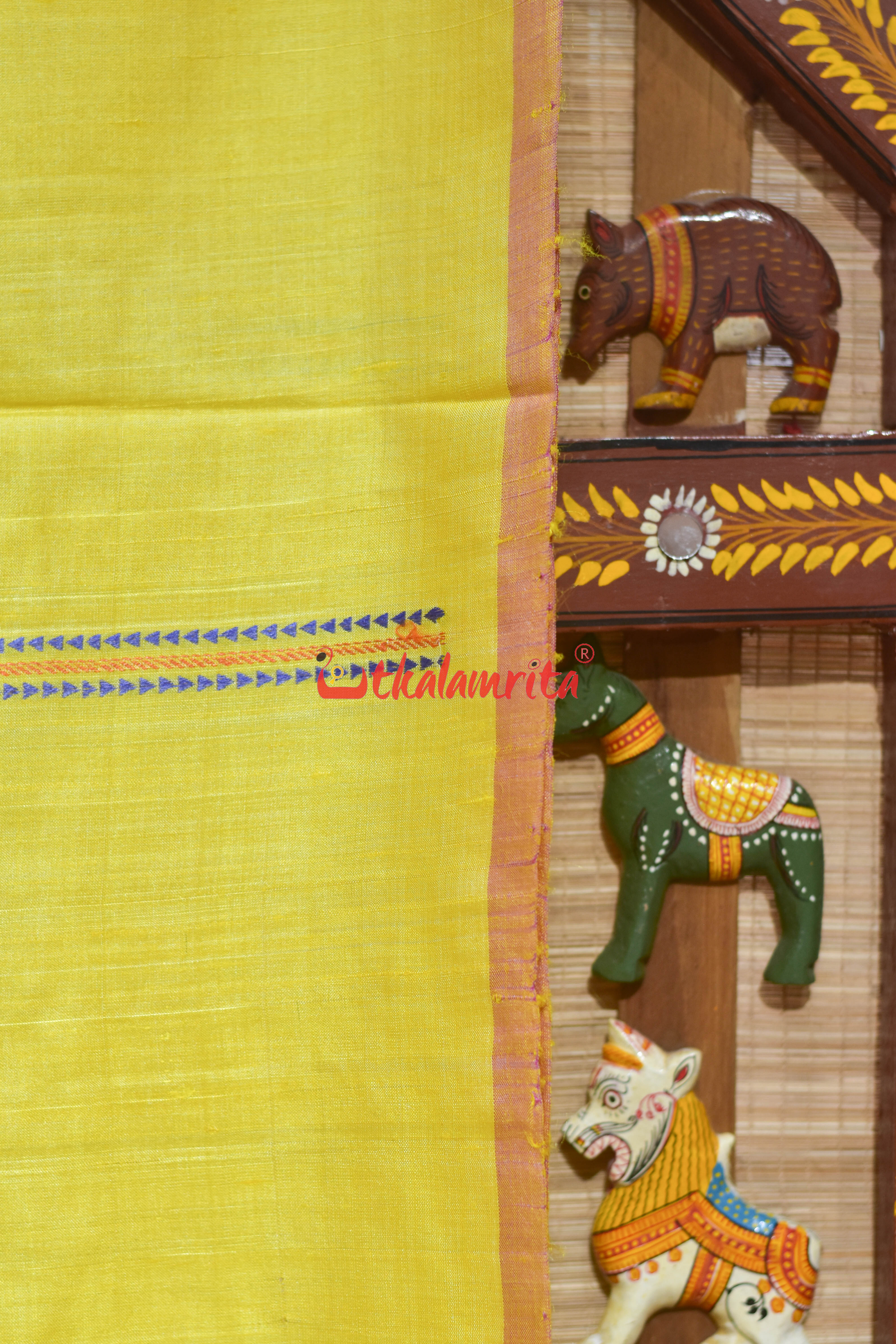 Light Yellow Plain Jala Gopalpur Tussar Silk Saree