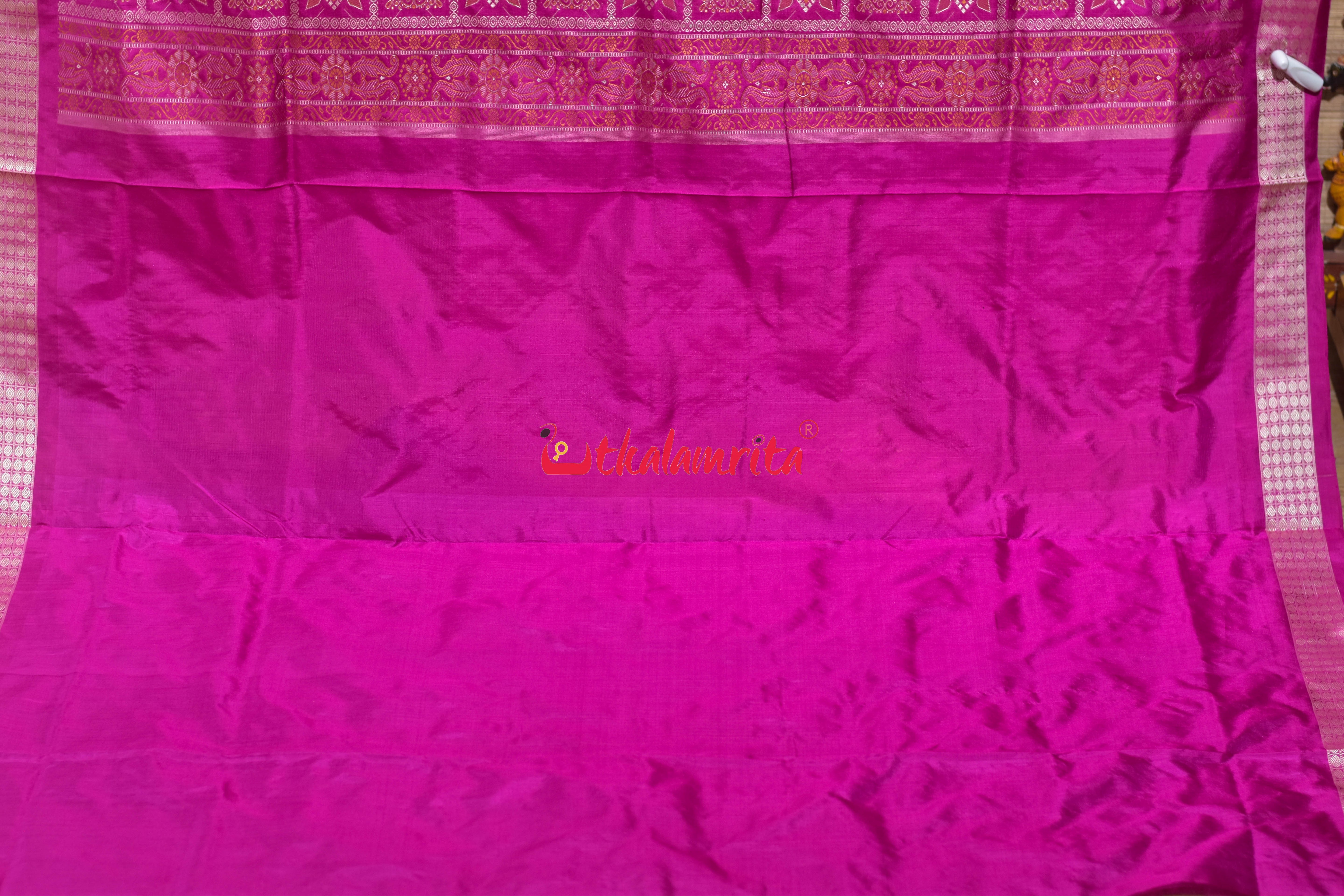 Lemon Yellow Rani Phula Dala Bomkai Silk Saree