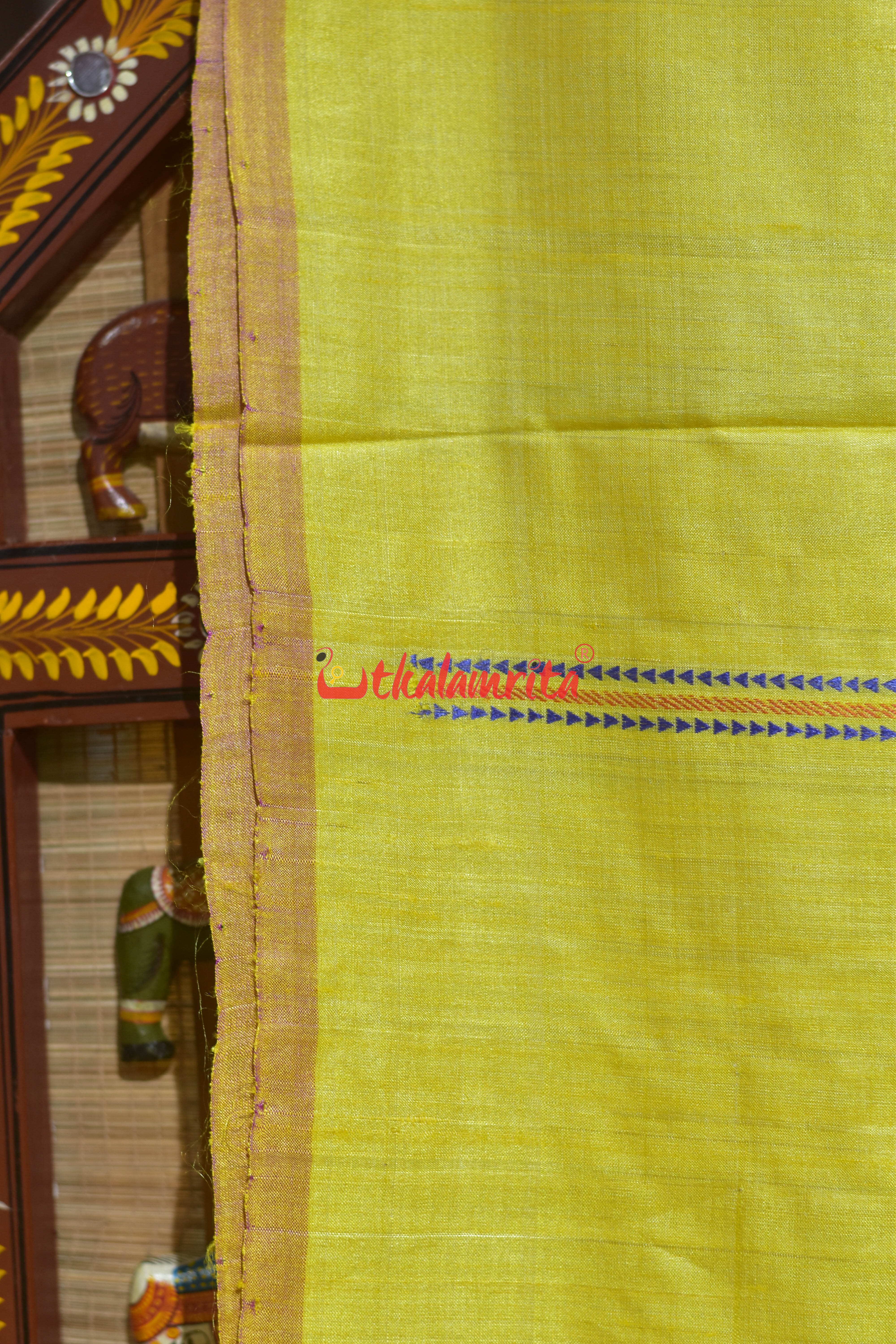 Light Yellow Plain Jala Gopalpur Tussar Silk Saree