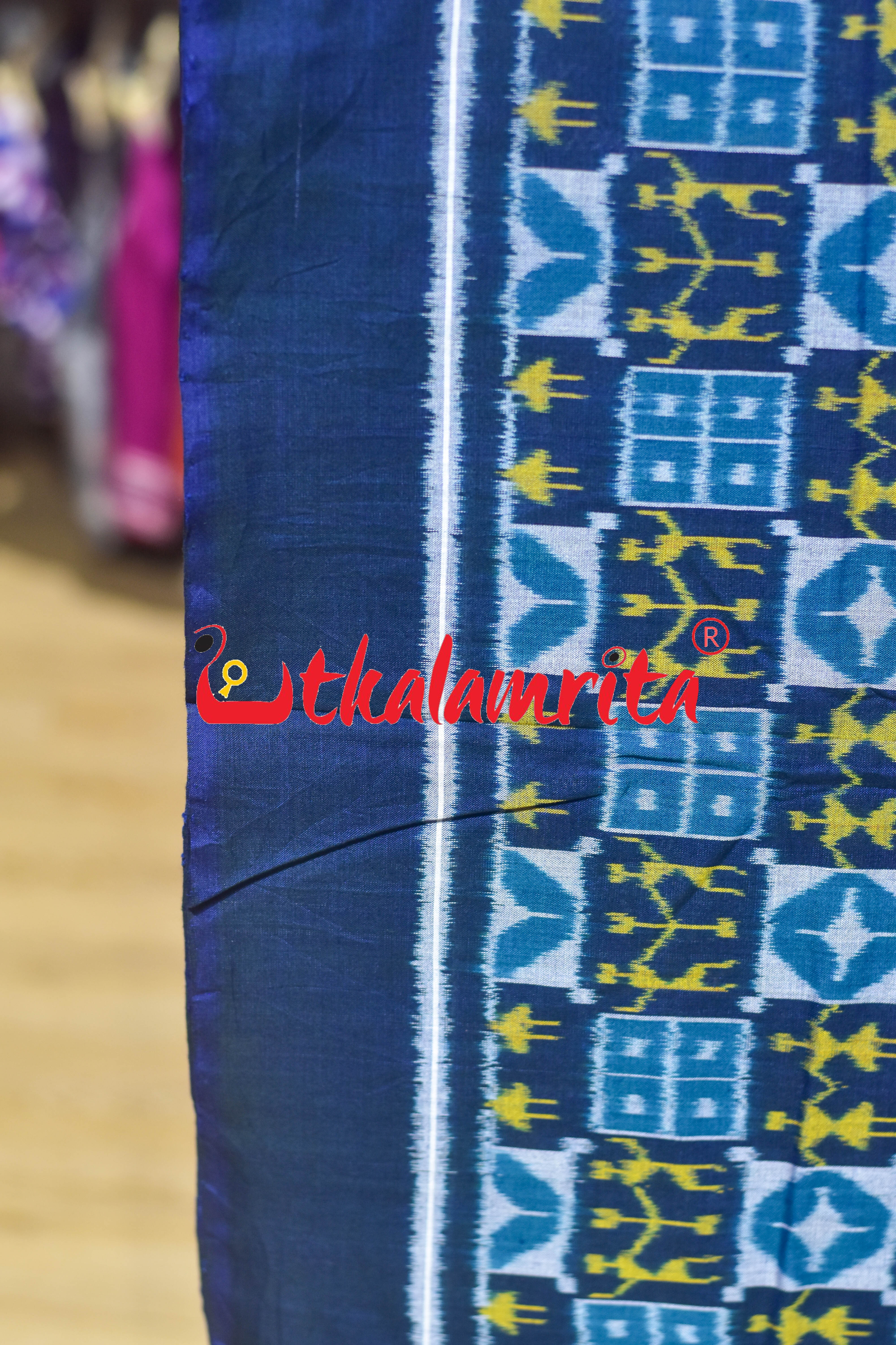 Blue Yellow Tribal Sambalpuri Cotton (Fabric)