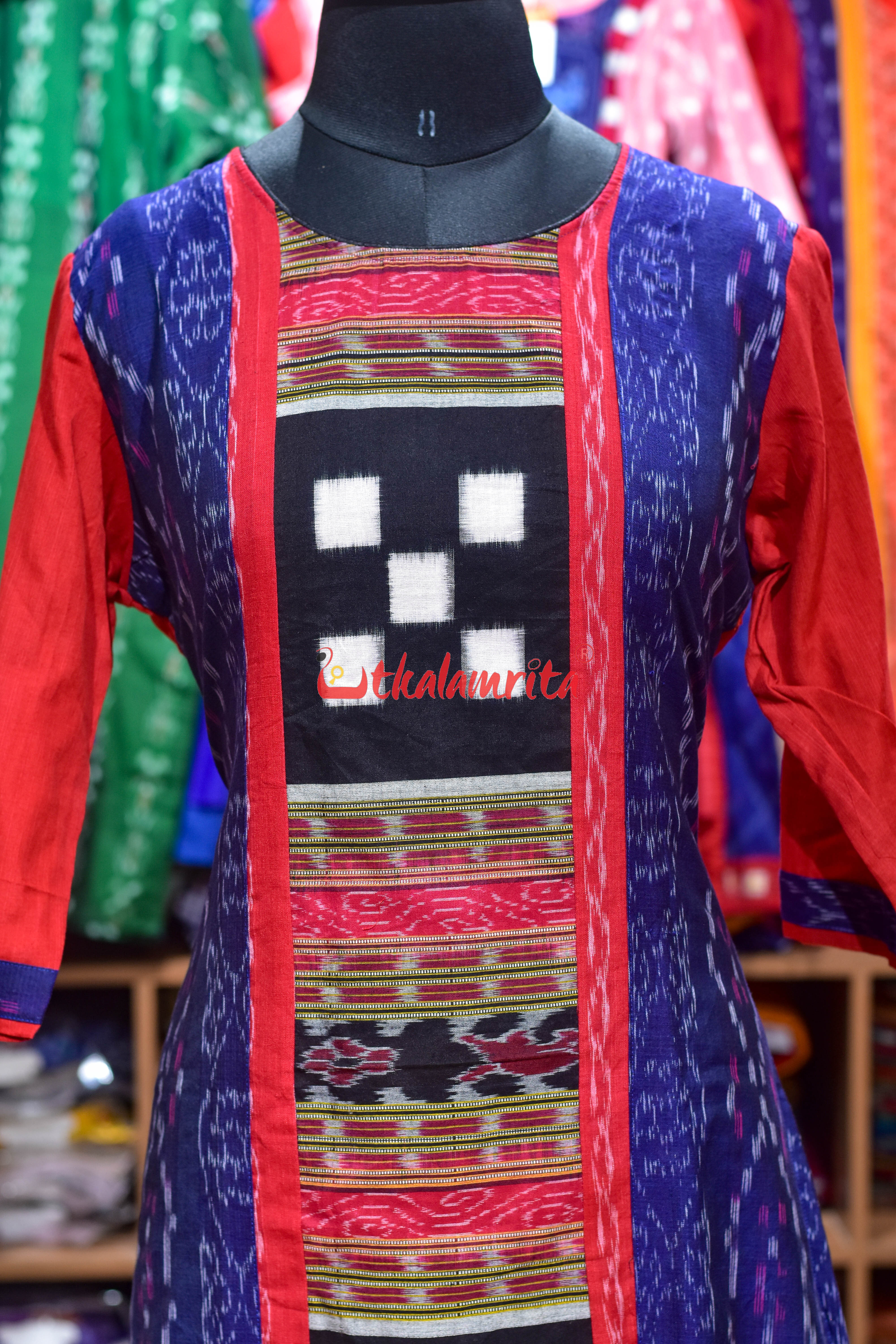 Midnight Ikat Squares (Ladies Kurti)