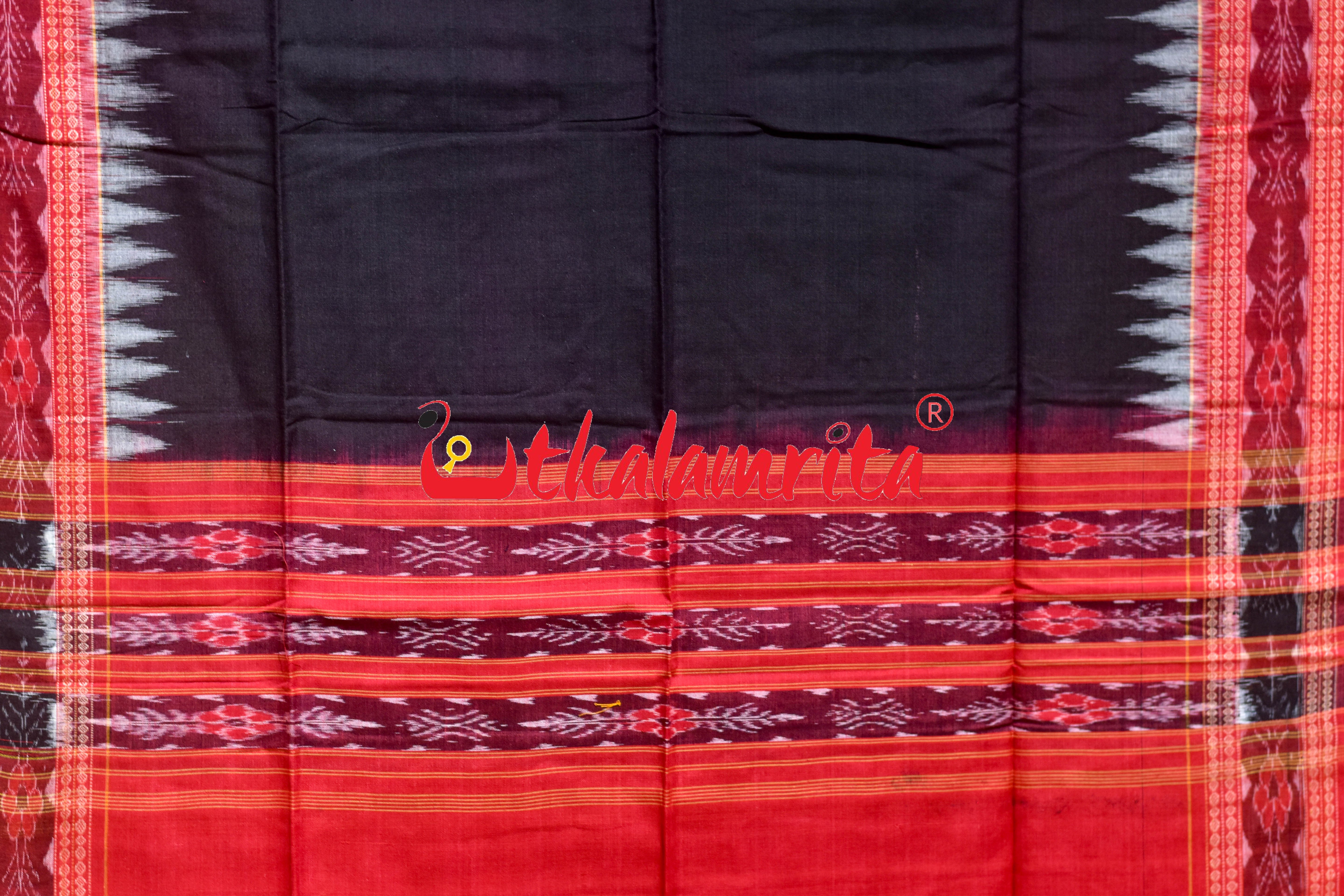 Red Black Kothi Elephants Sambalpuri Cotton Dress Set