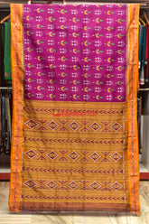 Magenta Patra Tribal Khandua Silk Saree