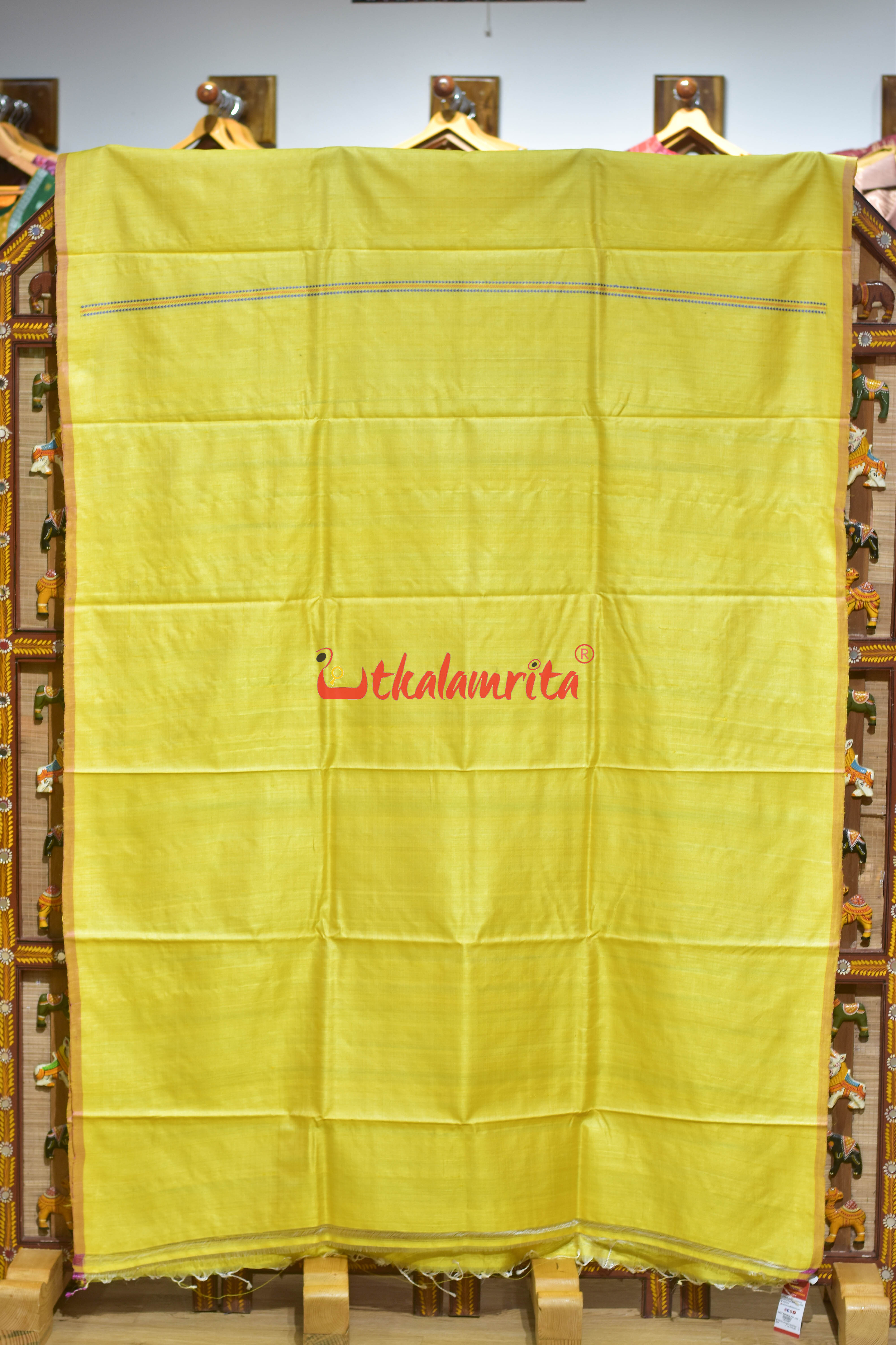 Light Yellow Plain Jala Gopalpur Tussar Silk Saree