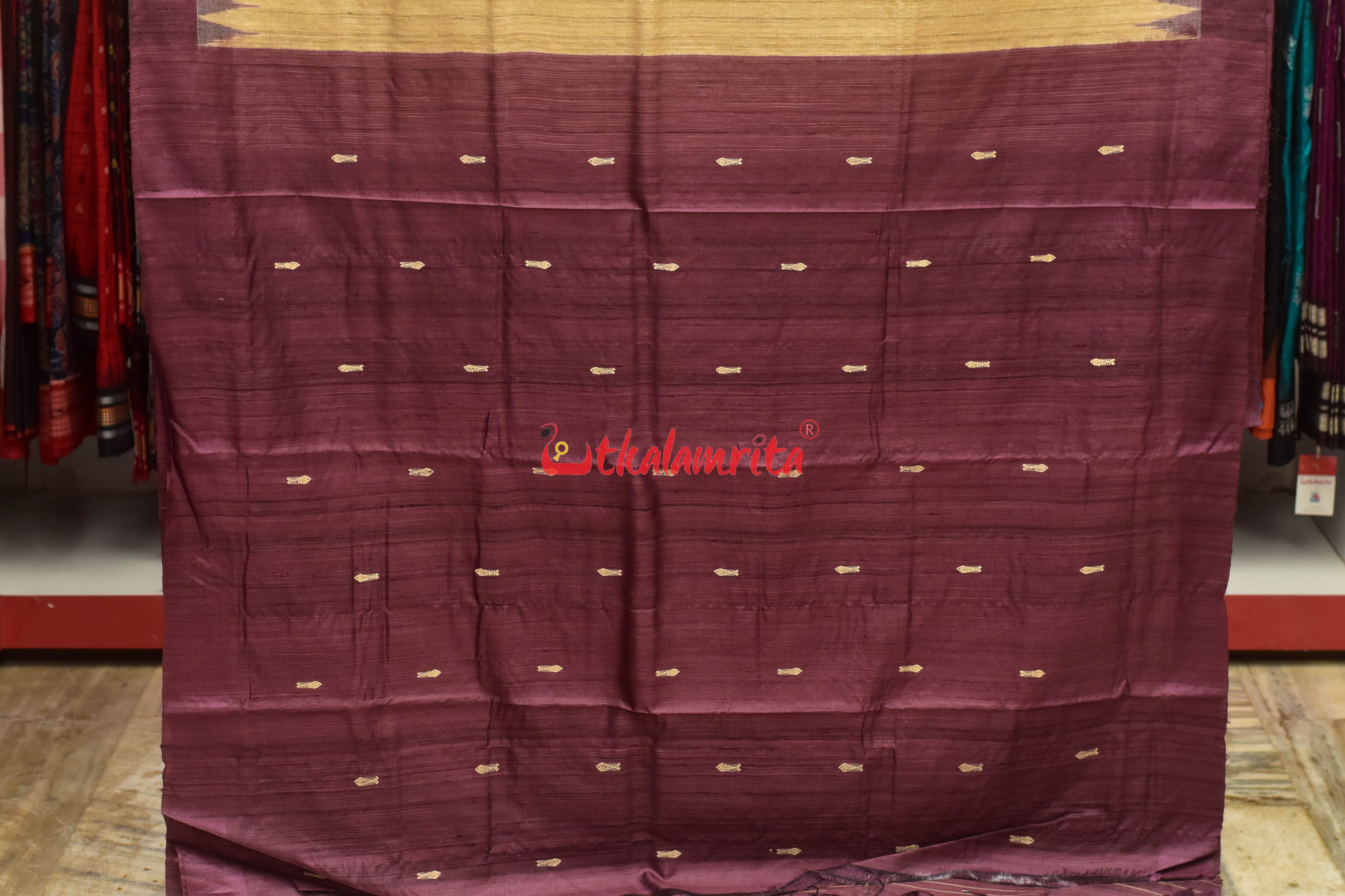 Fish Beige Coffee Jaala Work Tussar Saree