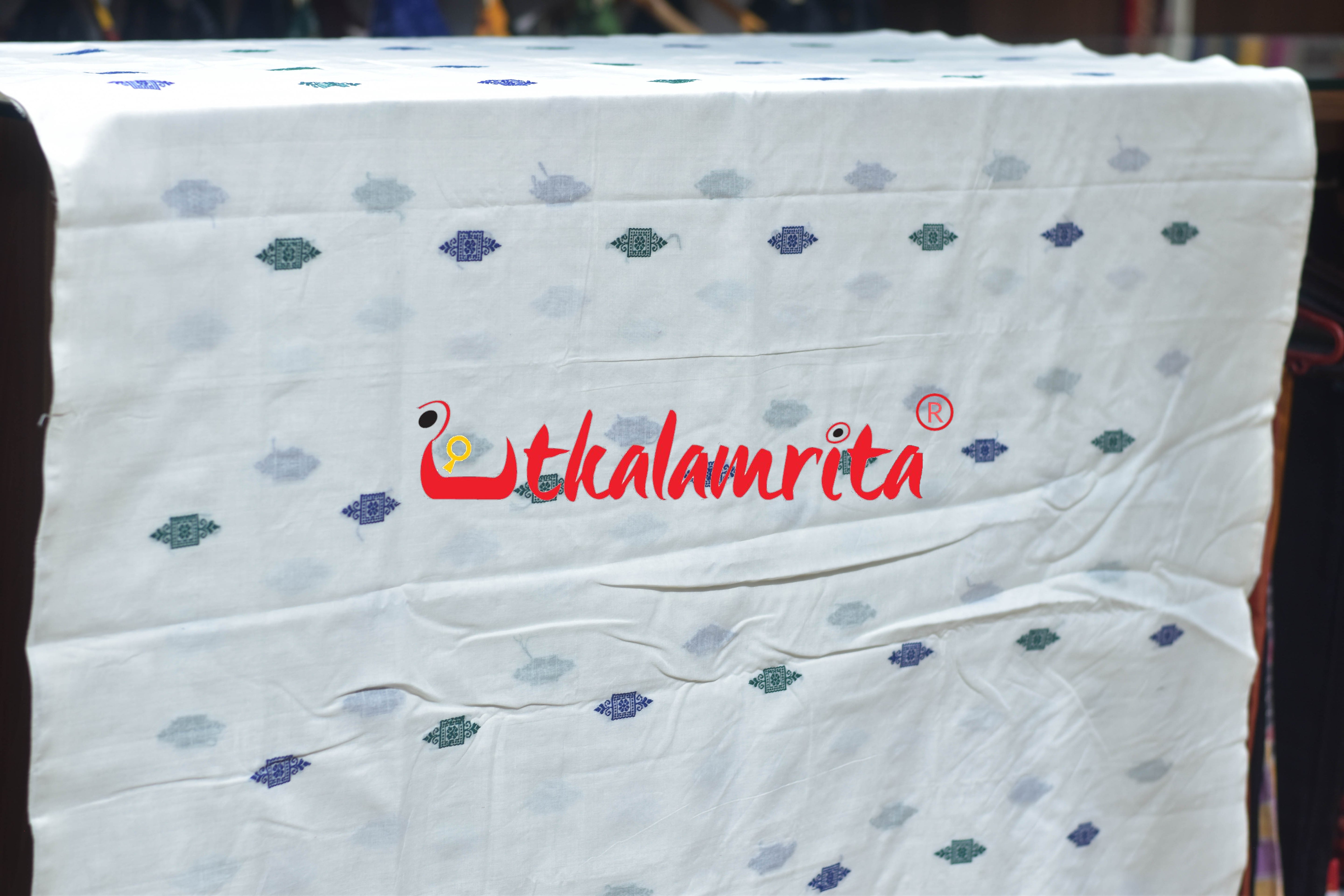 White Flower Buti Bomkai Cotton (Fabric)