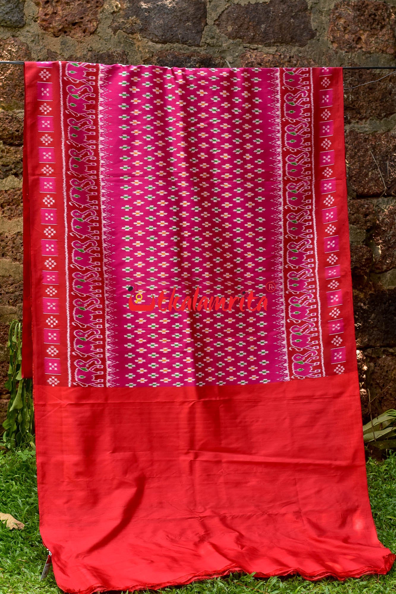Pink Pasapali Elephant Khandua Silk Saree