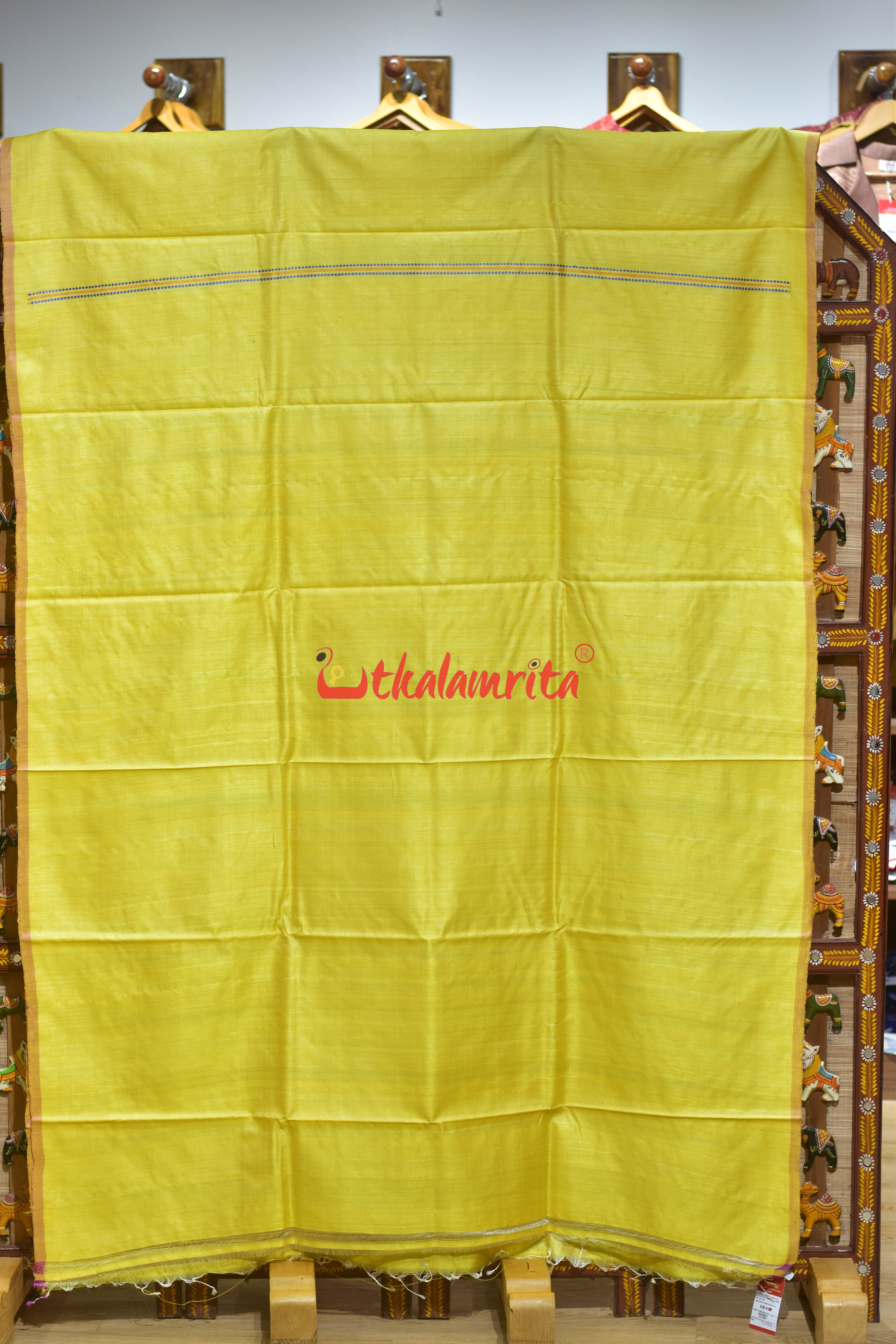 Light Yellow Plain Jala Gopalpur Tussar Silk Saree