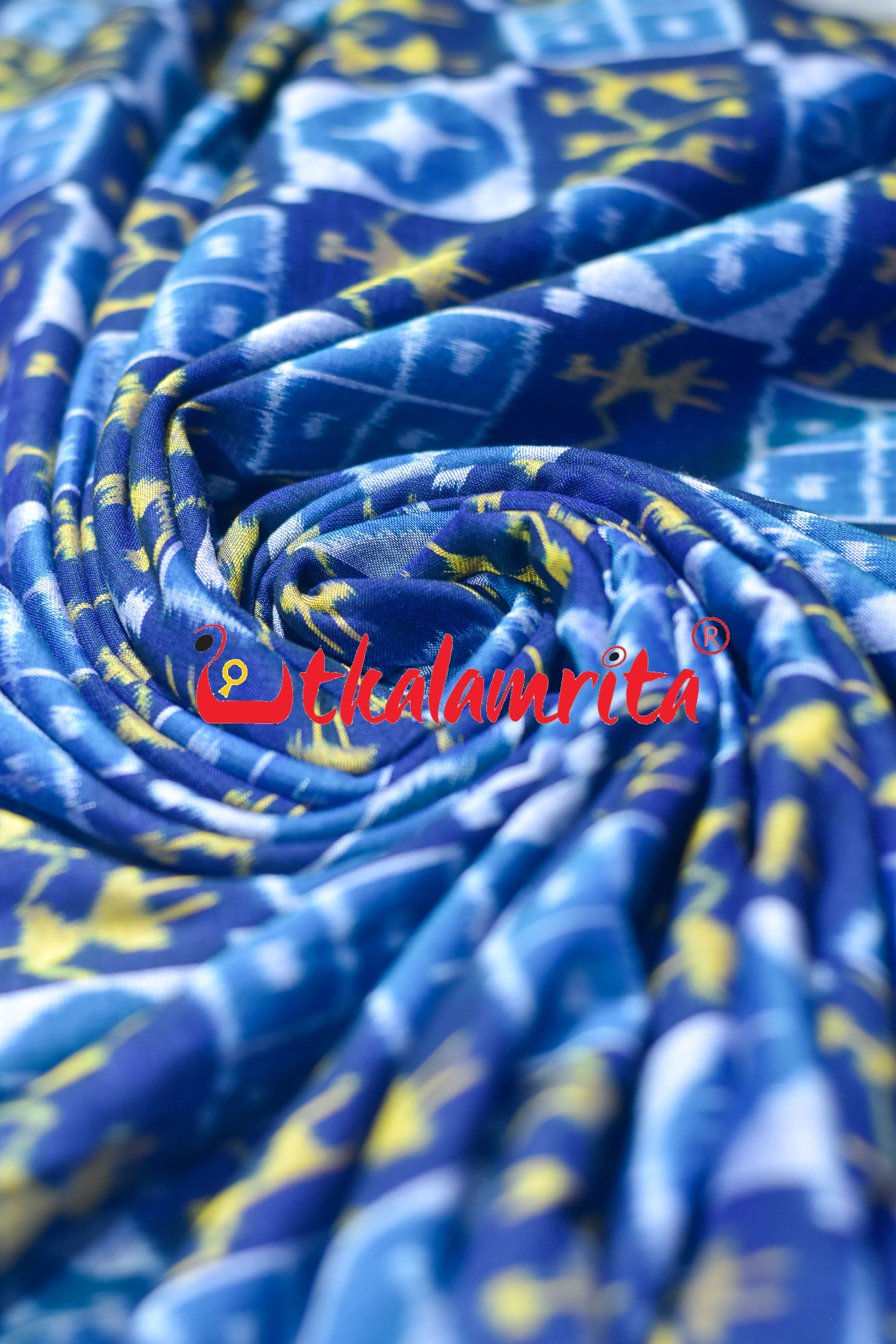 Blue Yellow Tribal Sambalpuri Cotton (Fabric)