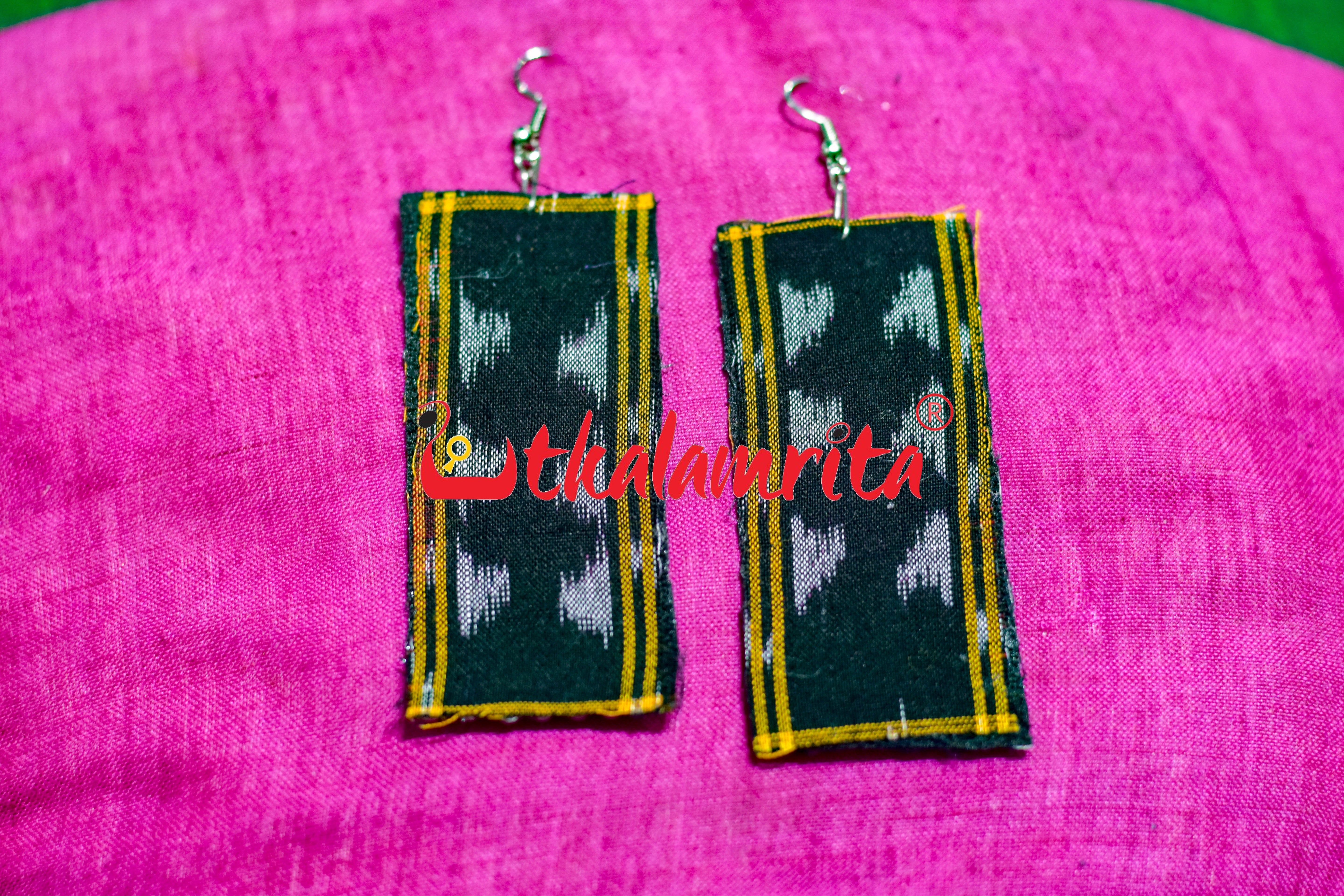 Black Golden Stock Ikat Earrings