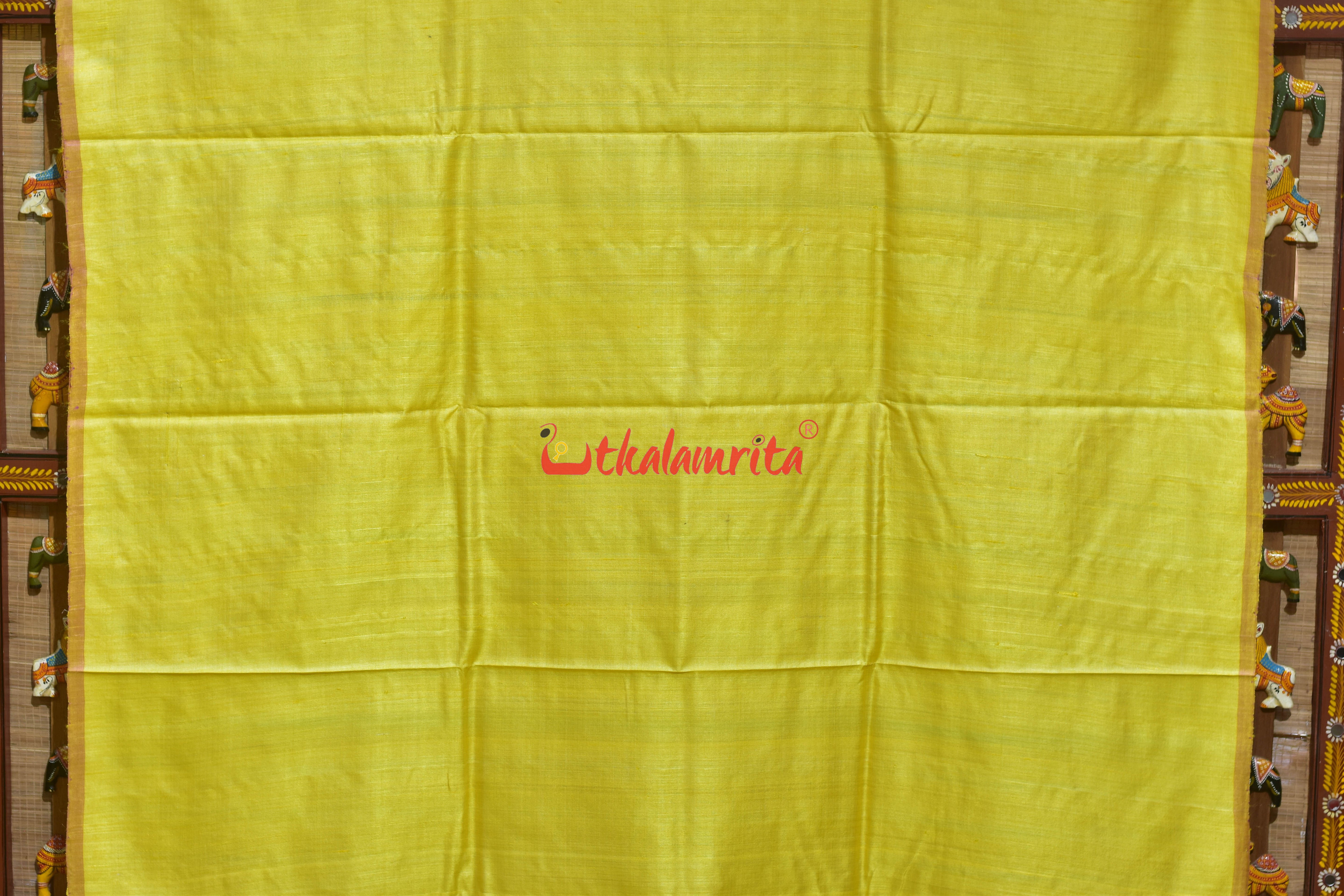 Light Yellow Plain Jala Gopalpur Tussar Silk Saree