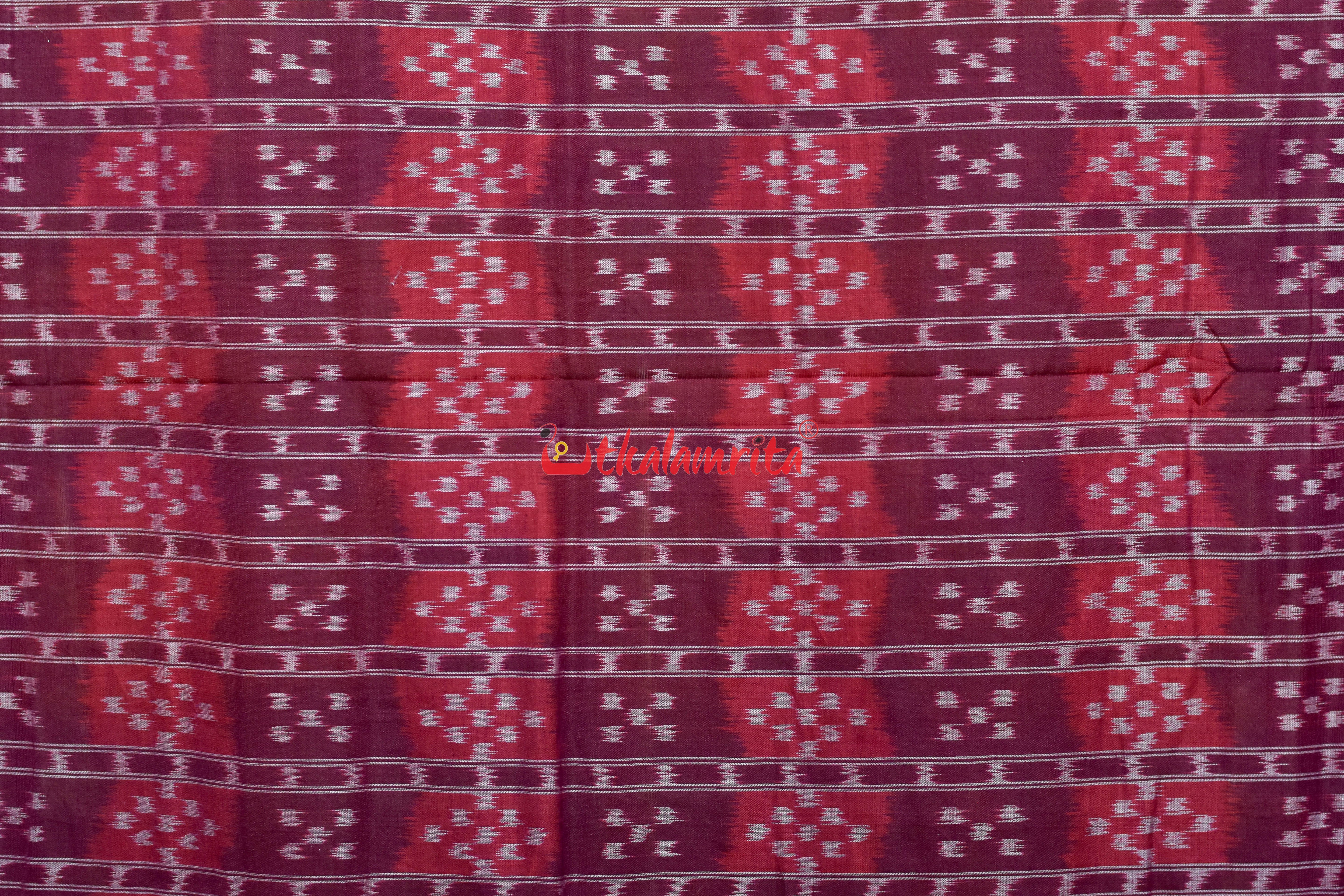 Chandan Maroon Double Pasapali Border Khandua Cotton Saree