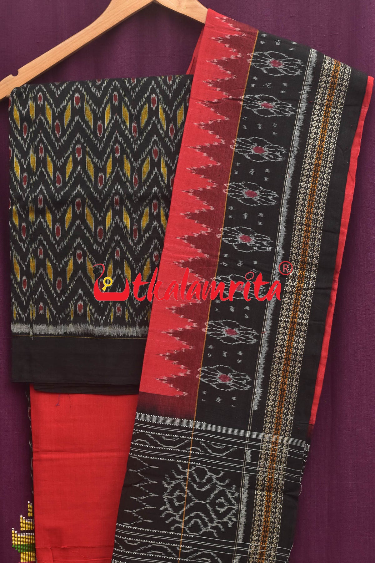 Black with Waves Sambalpuri Dress Set