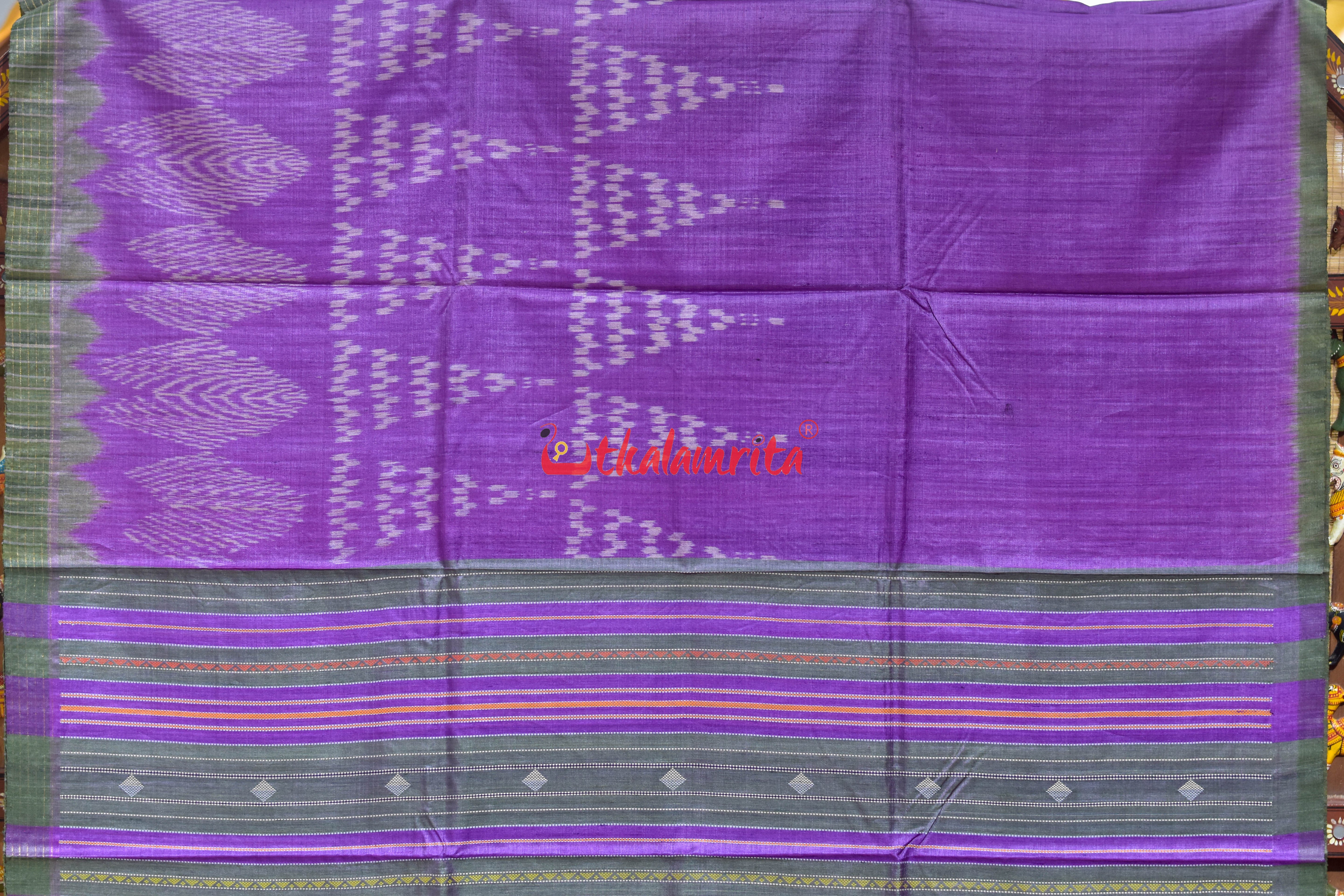 Purple Jhoti Chita Fine Gopalpur Tussar Silk Saree