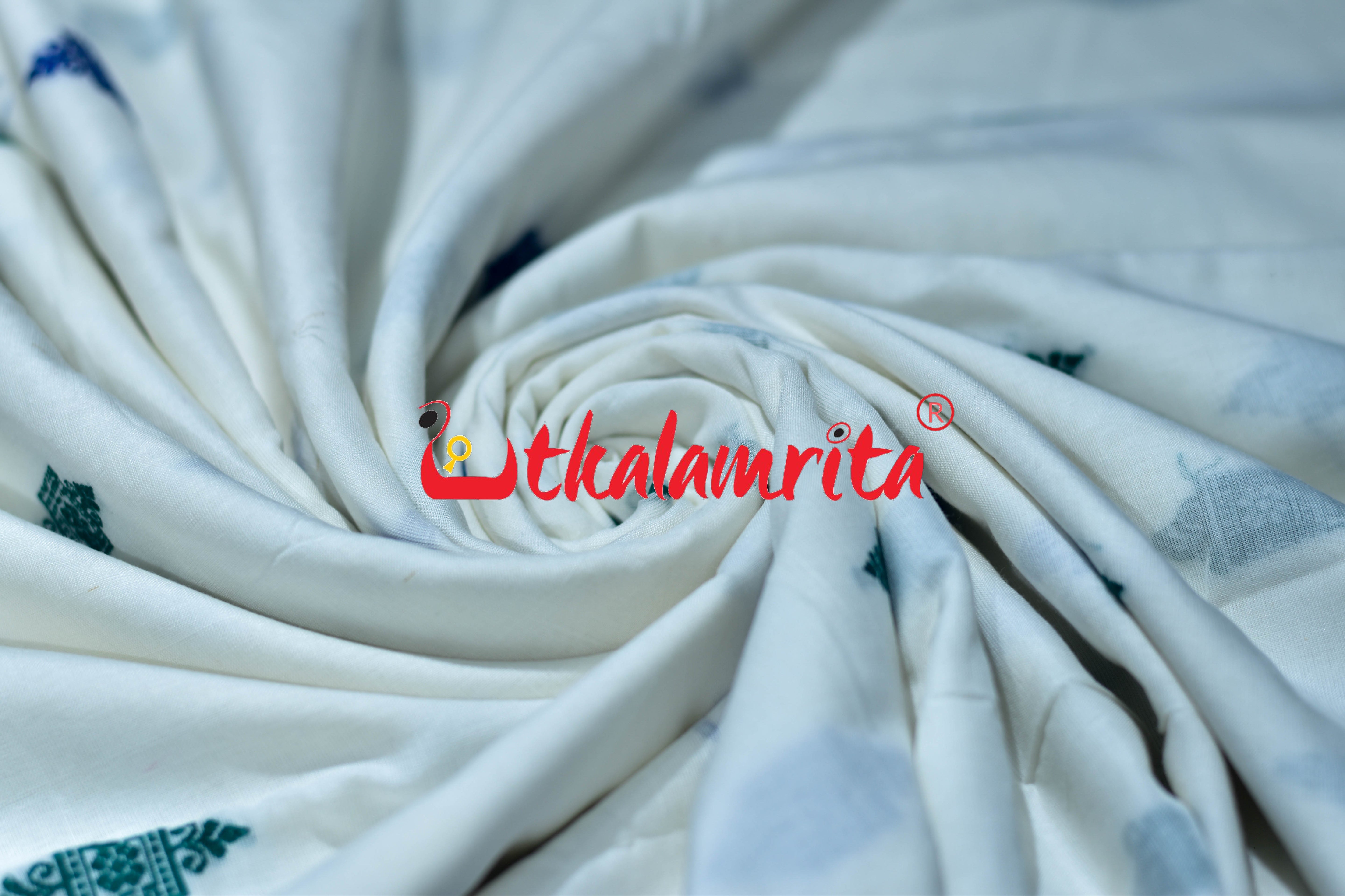 White Flower Buti Bomkai Cotton (Fabric)