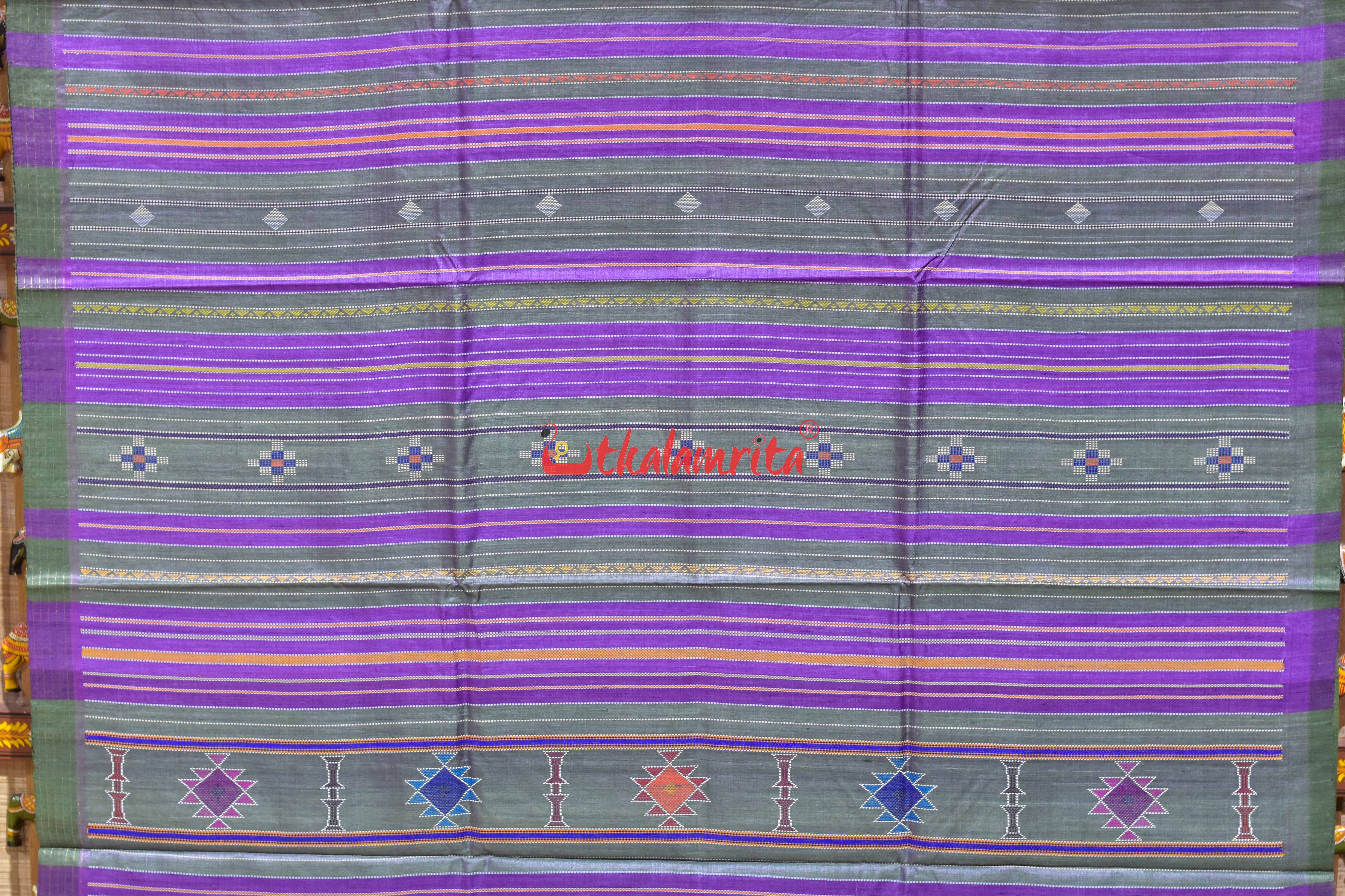 Purple Jhoti Chita Fine Gopalpur Tussar Silk Saree