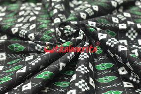 Black Pasapali Green Phula Sambalpuri Silk (Fabric)