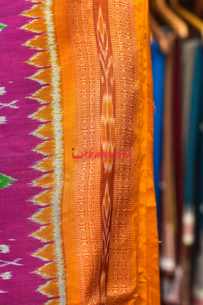 Magenta Patra Tribal Khandua Silk Saree