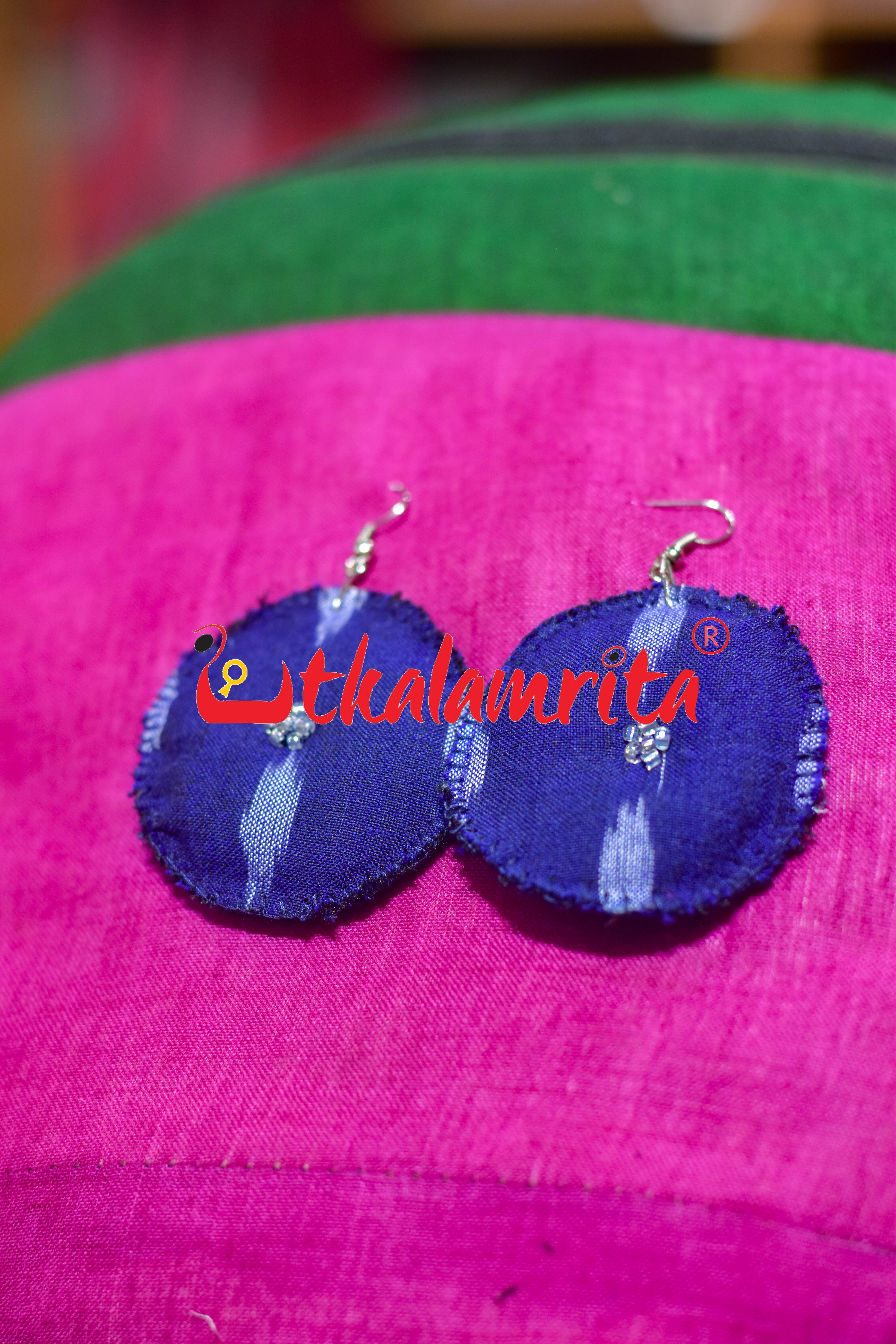 Blue Round Dots Earrings